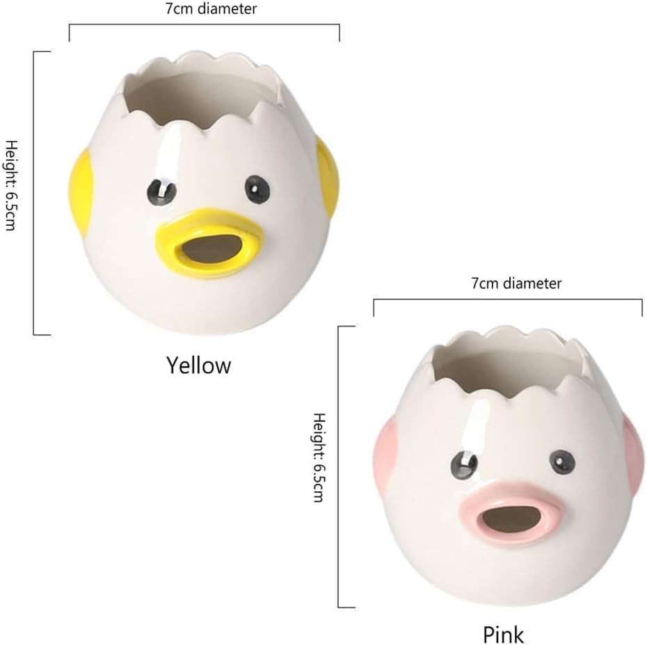 Ceramic Cute Egg Separator, Mini Egg White and Yolk Separator, Practical Kitchen Small Egg Filter Splitter, Kitchen Gadget Baking Assistant Tool, Dishwasher Safe (Yellow)