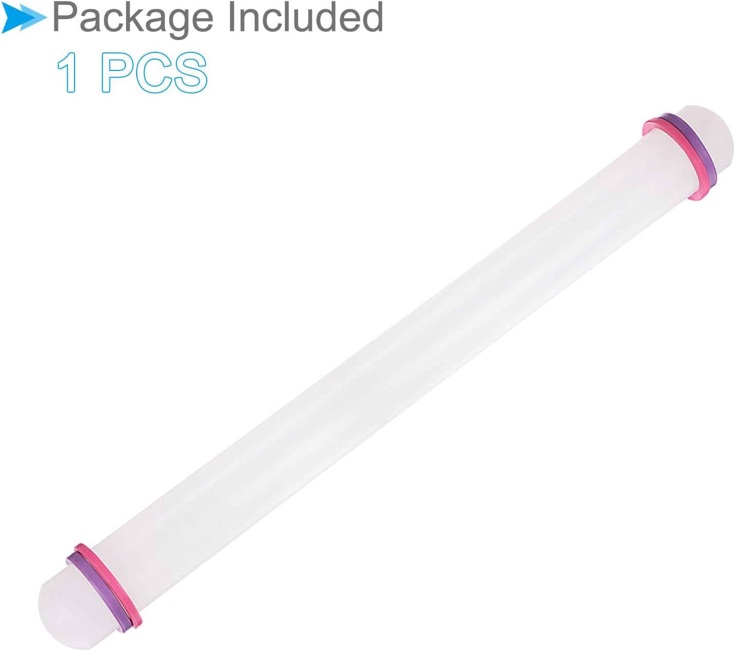 Fondant Rolling Pin, 20" Length, PP Plastic Non-Stick Guide Rings Fondant Roller Dough Roller - (Applications: for Clay Baking Fondant DIY)