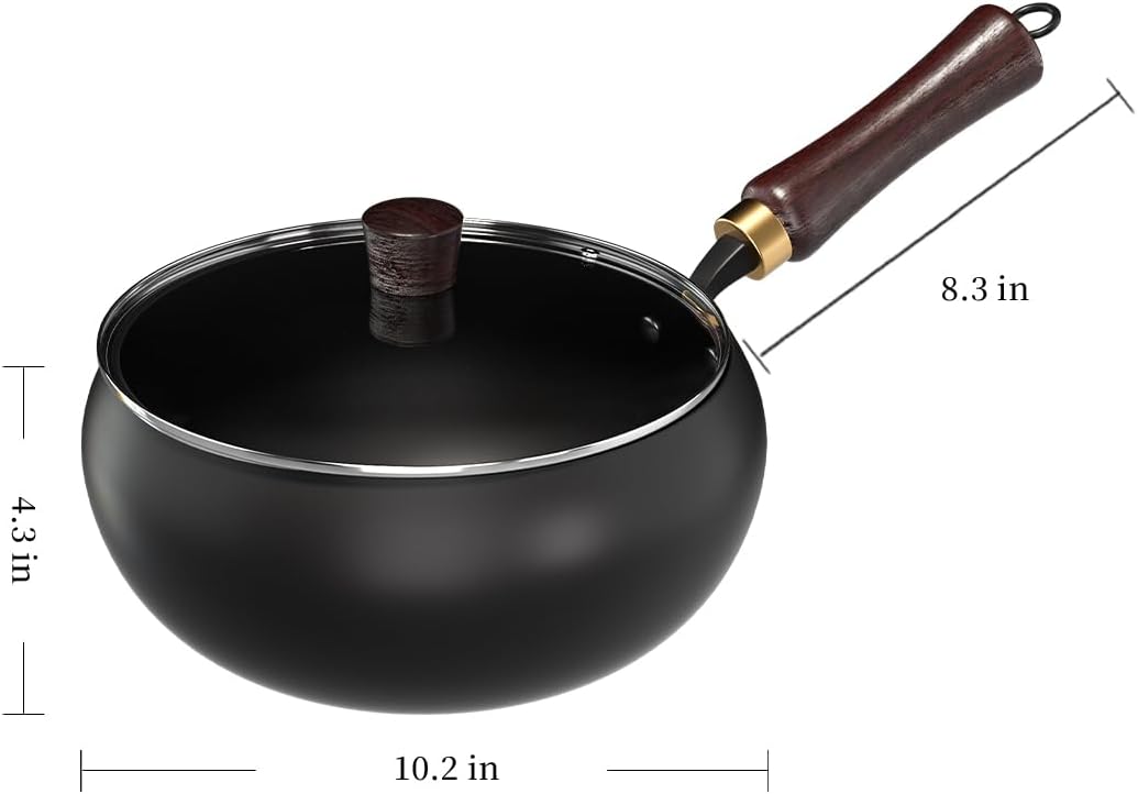 Carbon Steel Wok, Nitrided Pan Body, Even Heat Distribution Without Coating, Multi-Functional Pan, Suitable for Induction Cooktops, Ovens, and Any Stove, Includes Lid and Wooden Handle
