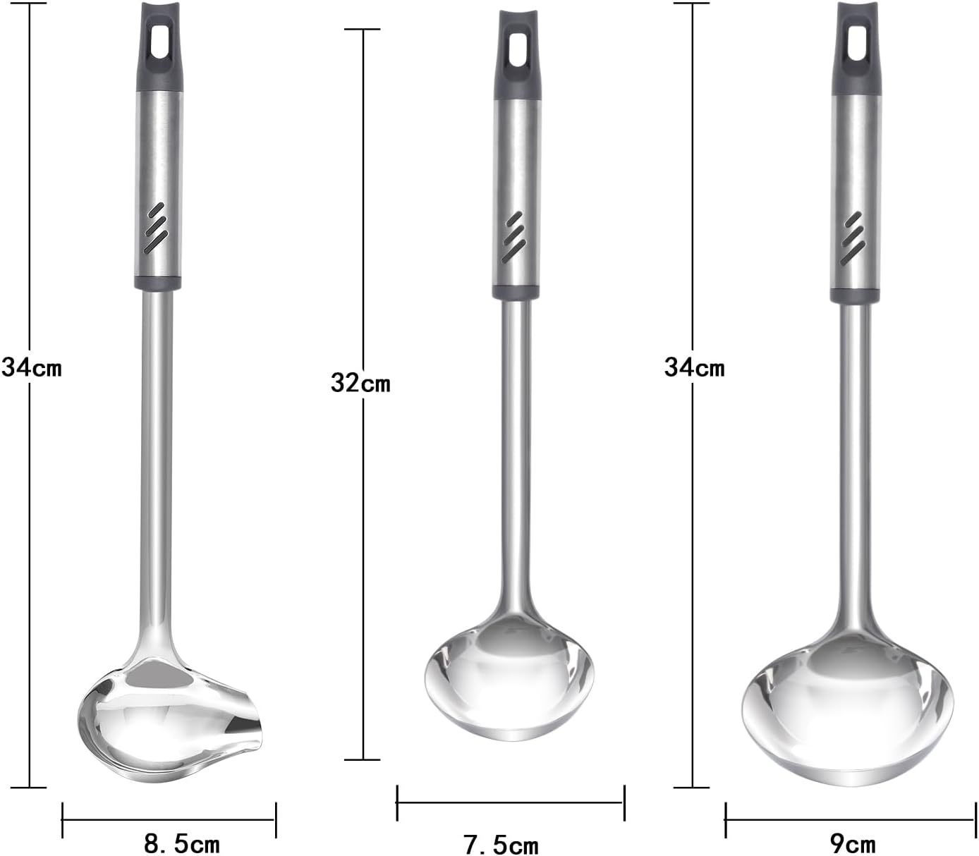 Gravy Ladle, 1 oz Small Ladles for Serving Sauce, Stainless Steel Sauce Ladle with Pouring Spout, 13.4 inch Drizzle Spoon for Gravies and Dressings, Durable Construction, Silver, KLB-ASB-123