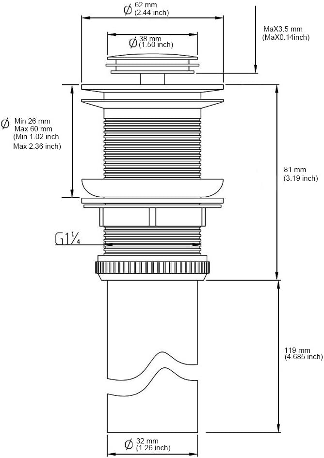 Bathroom Sink Drain,Drain Stopper Bathroom Sink Without Overflow,Pop Up Drain Strainer,Stainless Steel Brushed Nickel