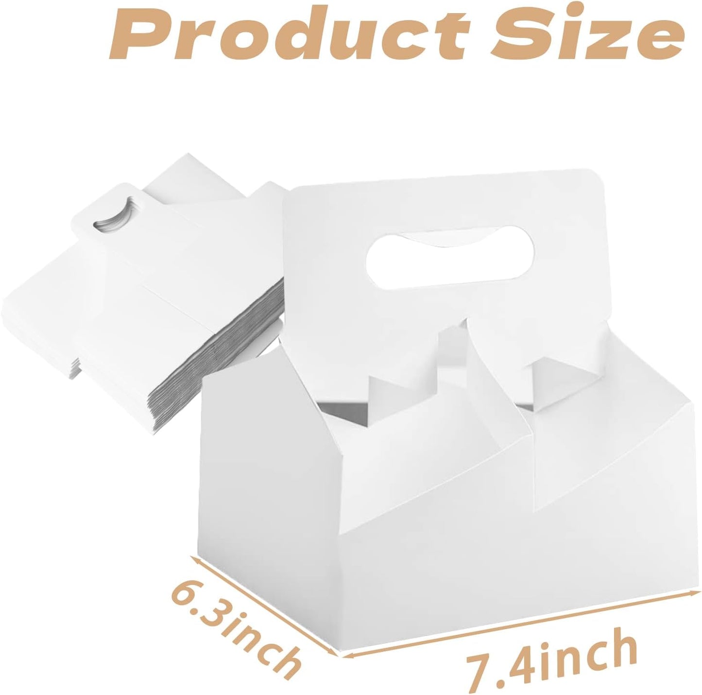 Kraft Paperboard 4-Cup Drink Carrier with Handle, 12-32 oz Coffee Cup Holder, Takeout Beverage Delivery, 30-Pack(Without Cups)