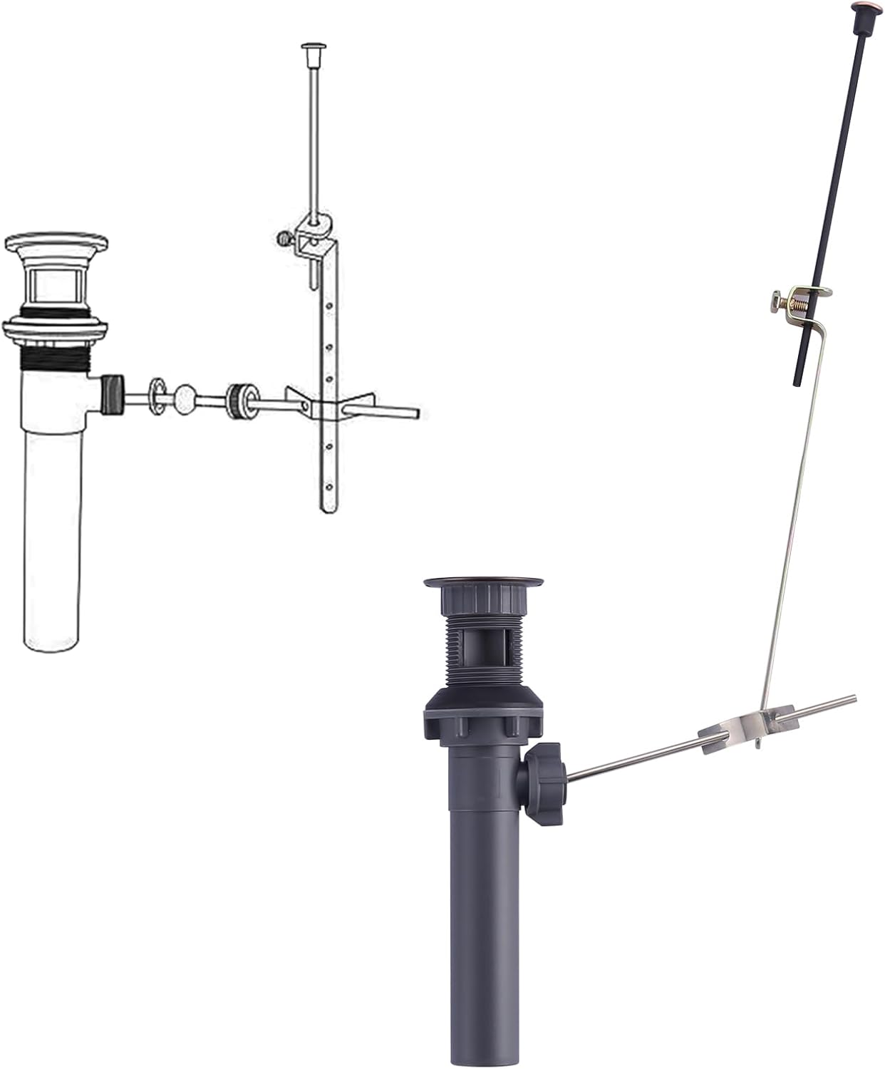 Bathroom Sink Drain with Lift Rod, Oil Rubbed Bronze Sink Drain with Overflow, ARCORA Drain Stopper for Vessel Sink