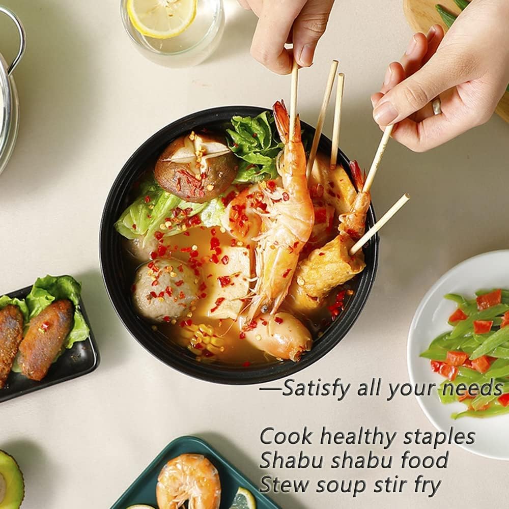 Drizzle Electric Cooker 1.7L - Multifunctional Hot Pot Non-stick Pan - Dorm Office Portable Rapid Ramen Cooker Boil Dry Protection - For Noodles Steak Cooker Eggs Stir-Frying Pasta Oatmeal