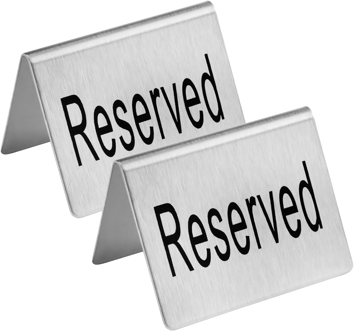 New Star Foodservice Stainless Steel Table Tent Sign (Silver (Reserved), 2"x 1.5" (Set of 2))