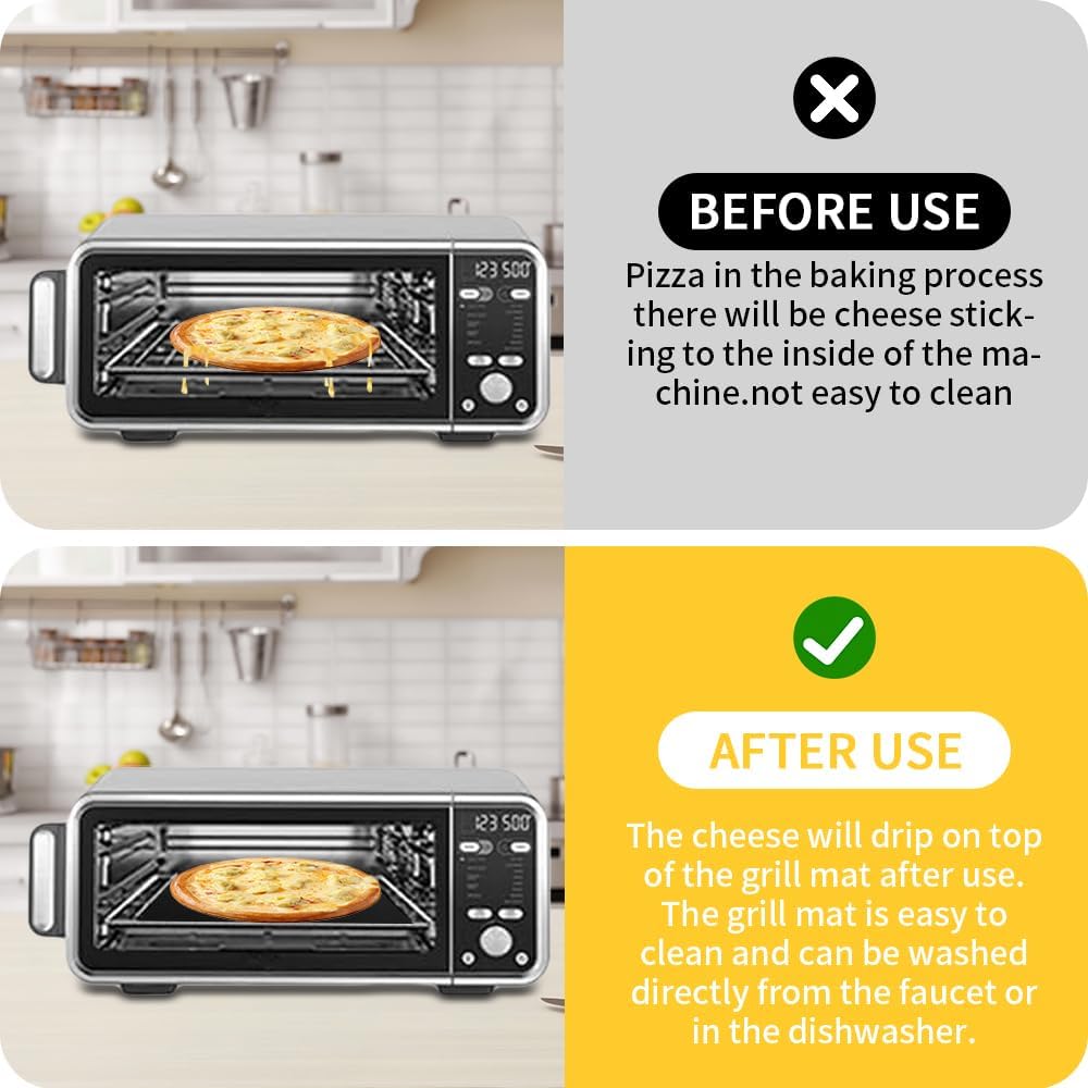 for Ninja Air Fryer Oven Liners, 4 Pack Non-stick Baking Mat, Oven Liners for Bottom of Oven Compatible with Ninja Foodi SP101 SP201 SP301 Fry Toaster Microwave Bottom of Gas & Electric