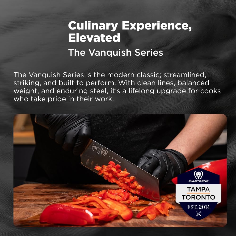 Dalstrong Vanquish Series - 24pc Stainless Steel Knife Set with Block & Kitchen Scissors - Forged High Carbon German Stee l- Knife Set w/POM Black Handle - NSF Certified