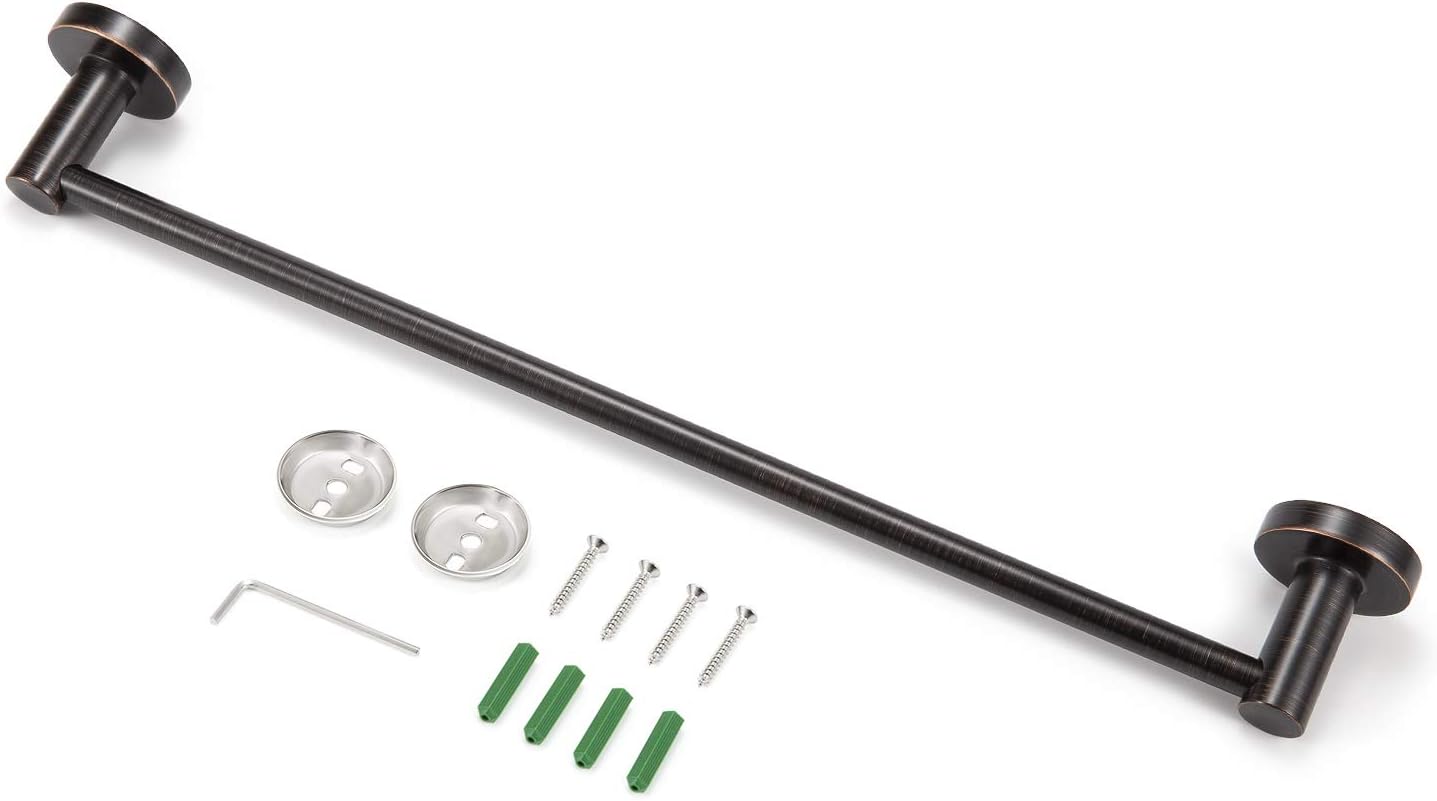 JiePai Bath Towel Bar Oil Rubbed Bronze, 17.6 Inch Stainless Steel Towel Rack Bathroom Towel Holder Wall Mount Kitchen Dish Cloth Hanger (Oil Rubbed Bronze, 17.6 Inch)