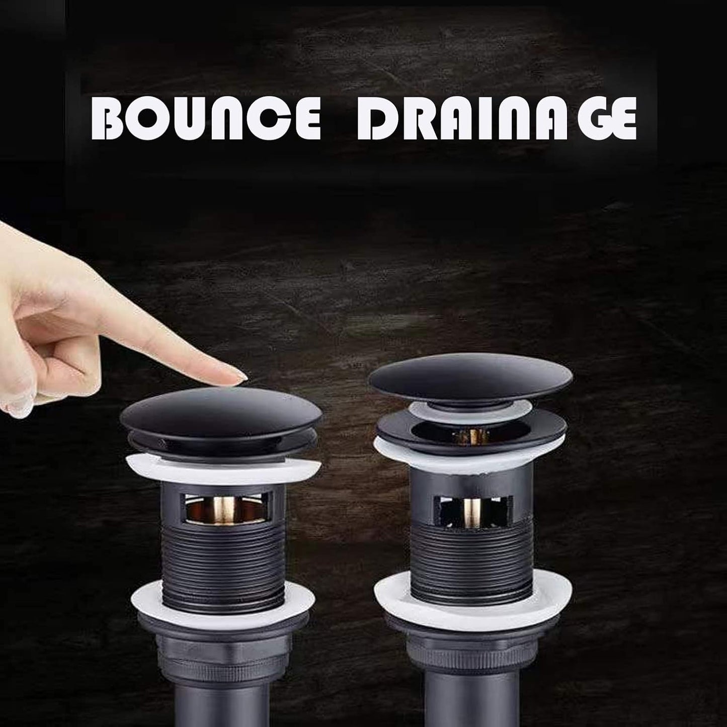 Pop Up Sink Drain with Overflow Bouncing Style Brass Stopper for Bathroom Faucet Vessel or Vanity Drain Brass Oil Rubbed Black