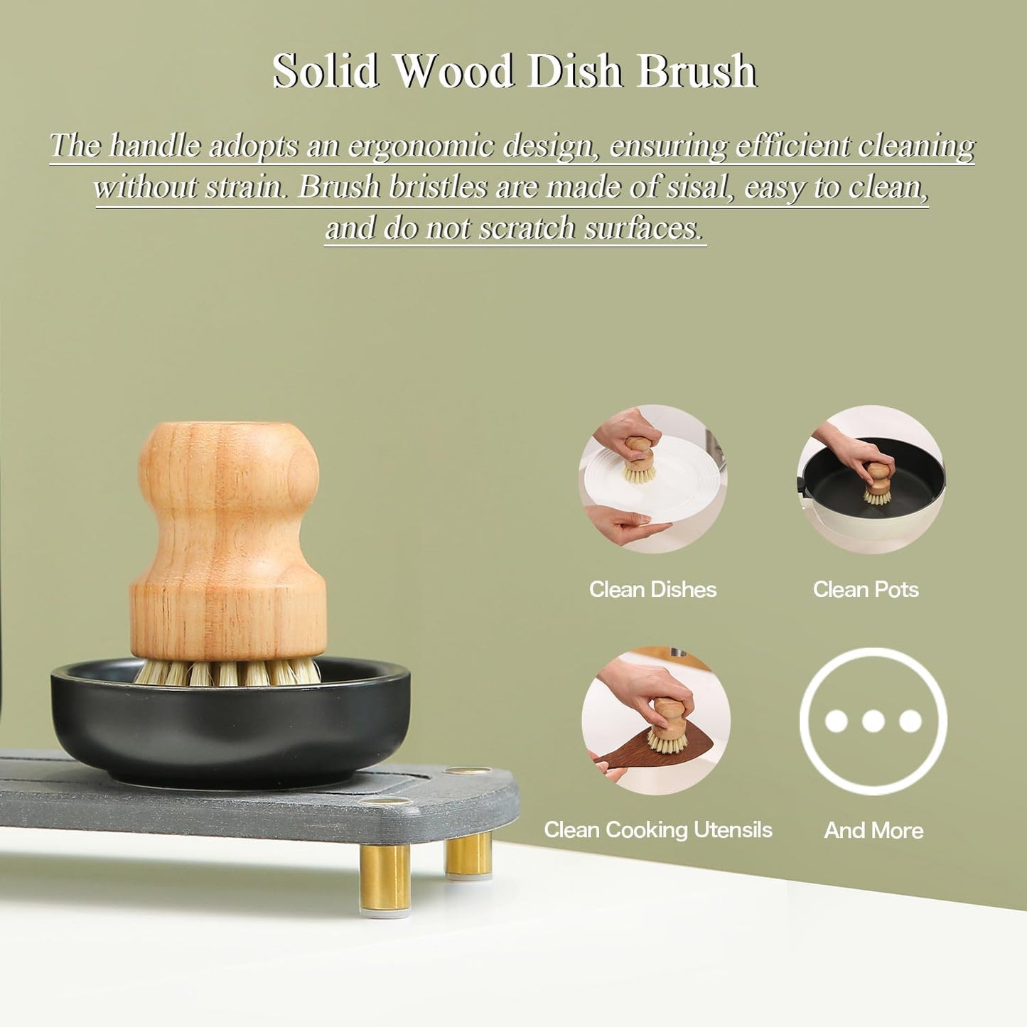 MOMEEMO Soap Dispenser Set Comes with Stainless Pumps, Instant Dry Tray, and Dish Scrub Brush, Suitable for Black and Gold Kitchen Decor. (Black & Gold)