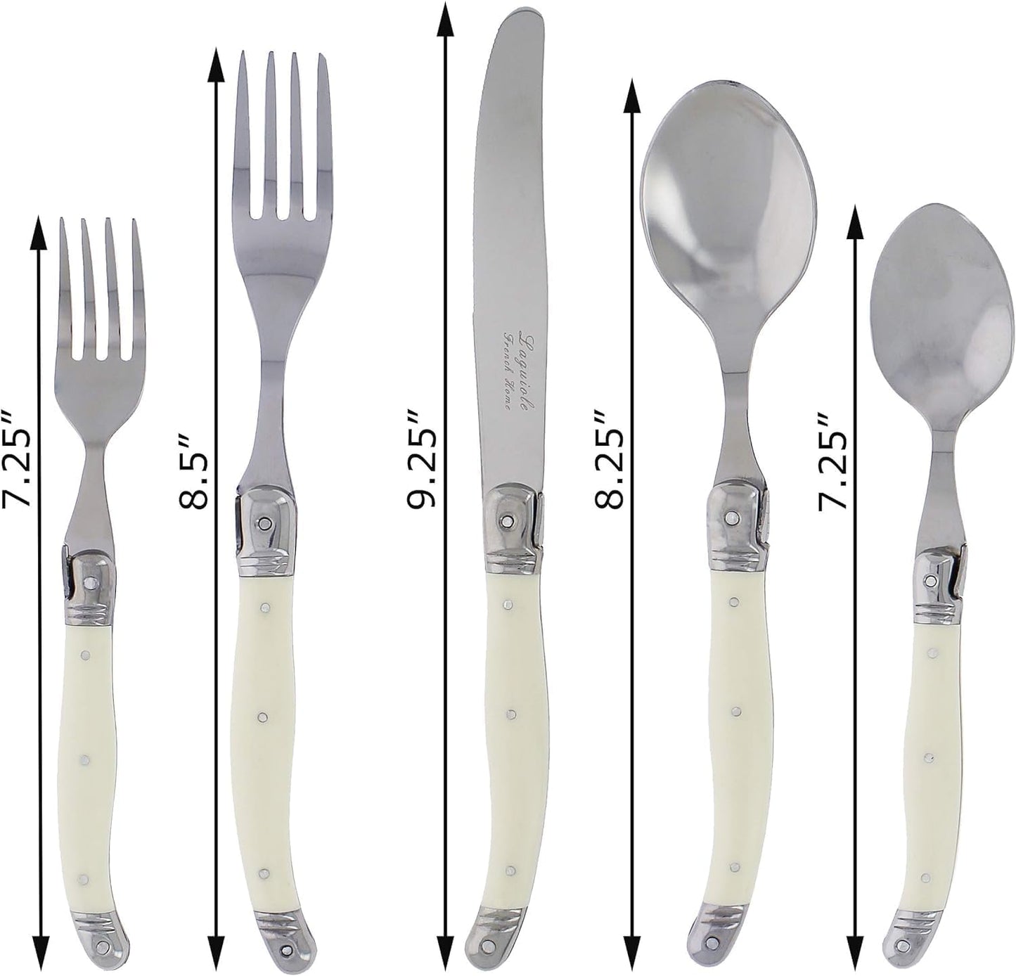 French Home Laguiole 20 Piece Flatware Set – Stainless Steel Flatware Set for 4 – Luxurious Ivory-Colored Utensil Set with Knives, Spoons and Forks