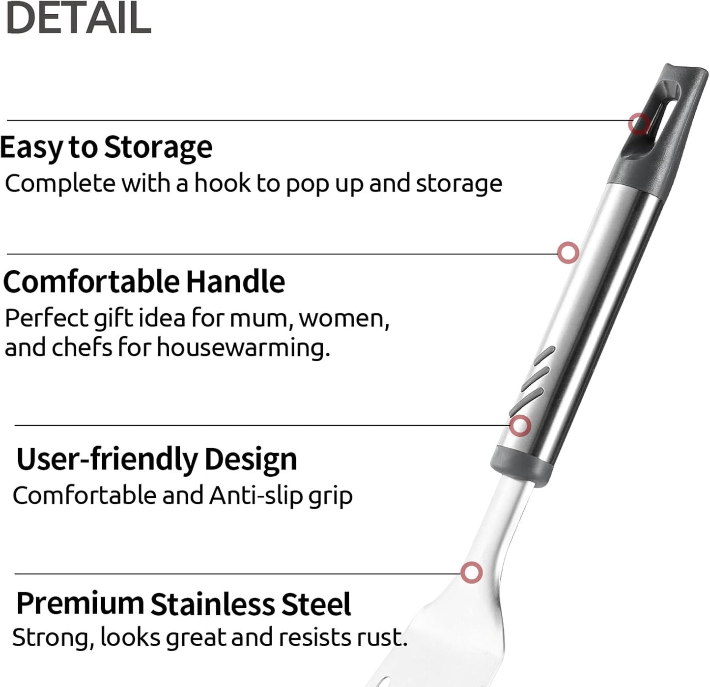 Fish Spatula, Stainless Steel Fish Turner Slotted Metal Spatula for Kitchen Use, Flipper Spatulas for Cast Iron Skillet, Egg, Meat, Cooking and Frying, Dishwasher Safe, Comfortable Handle