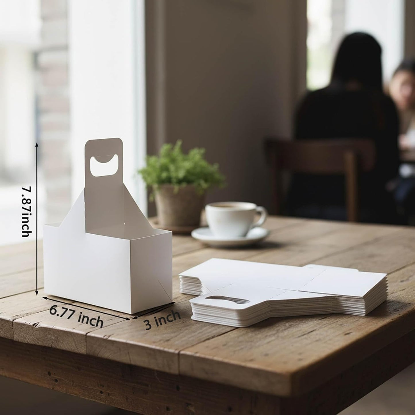 Kraft Paperboard 2-Cup Drink Carrier with Handle, 12-32 oz Coffee Cup Holder, Takeout Beverage Delivery, 30-Pack(Without Cups)