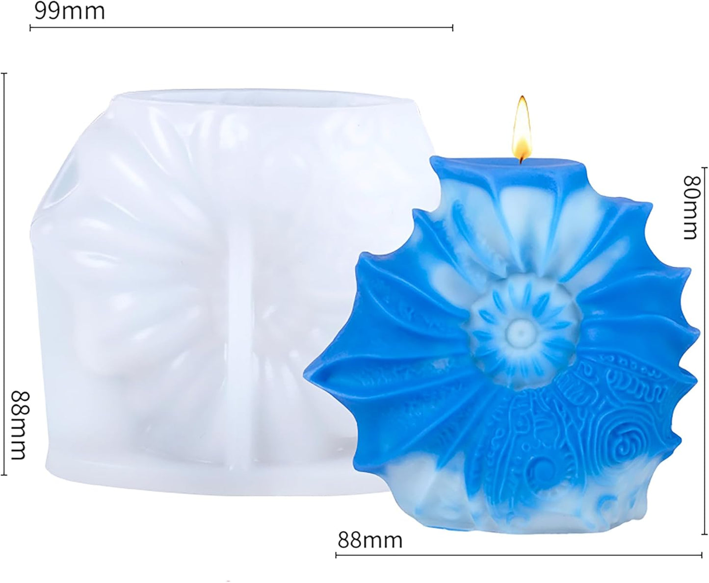 Conch Animal Shell Molds Silicone Wave Spiral Candle Mold - Silicone Resin Casting Molds for Candle & Resin & Soap Craft Supplies