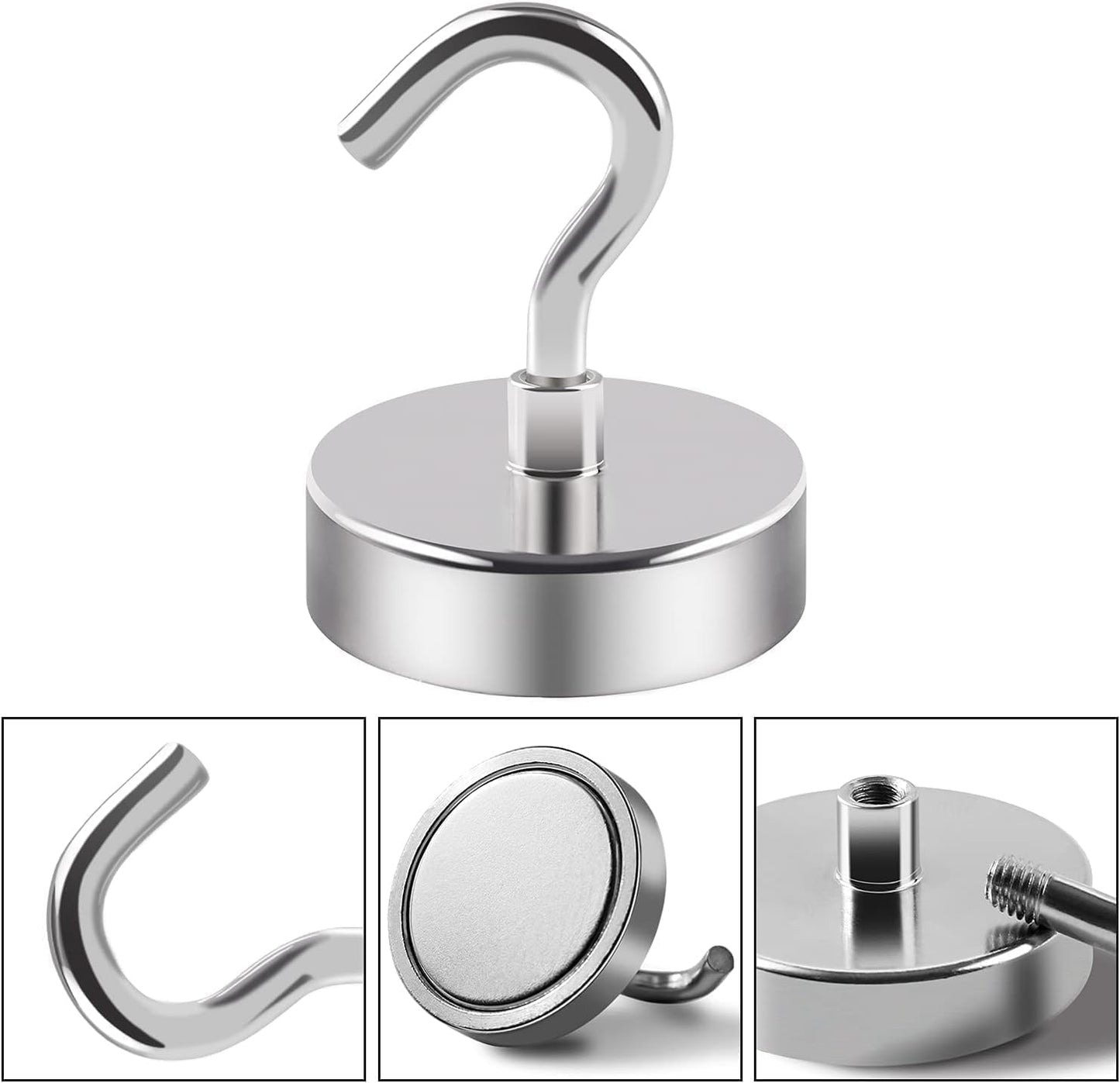 DIYMAG Outdoor Hooks for Hanging String Lights, Magnetic Hooks Strong 150lbs+ Hanging Party Light Wall Cable 2025 Cruise Cabin Ship Essentials Heavy Duty Strong Magnets for Outside Grill 16PCS