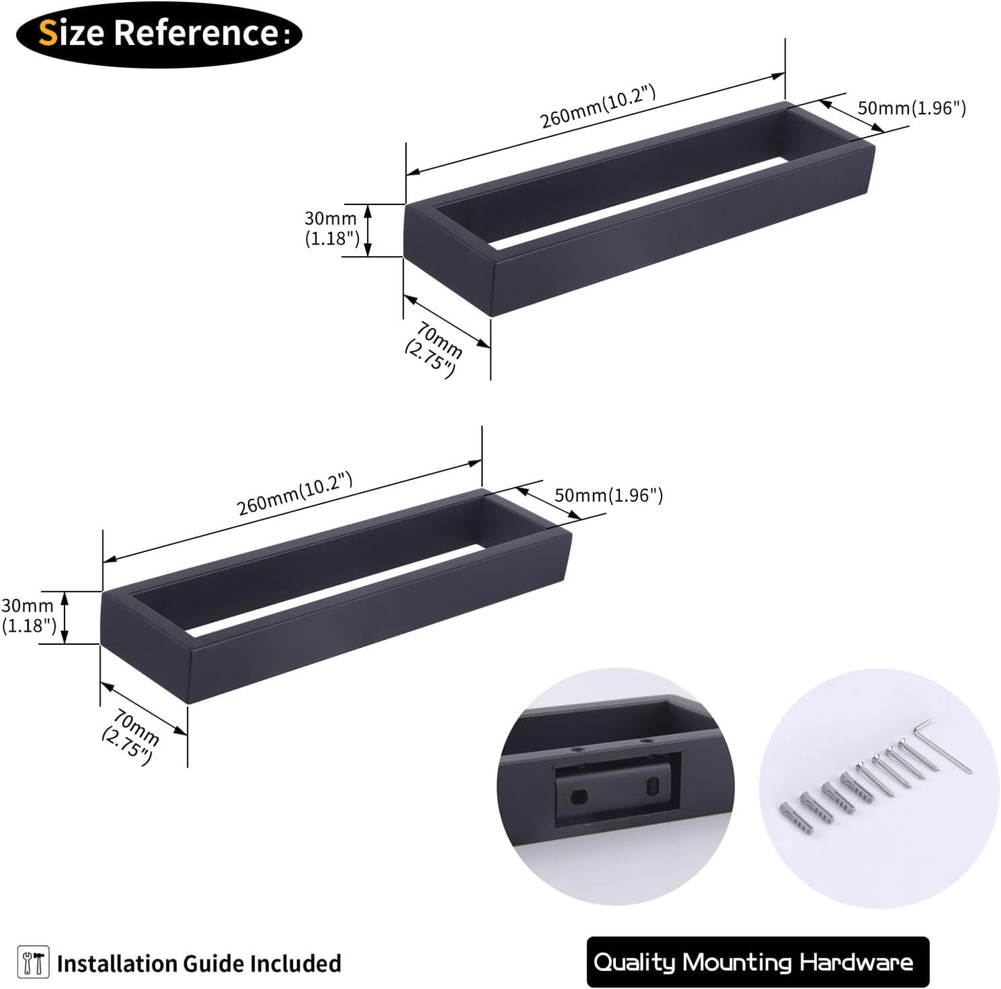 GERZWY Modern Black Towel Holder Stainless Steel Towel Ring for Bathroom Lavatory Wall Mount Contemporary Style 2 Pack HG1716-2BK