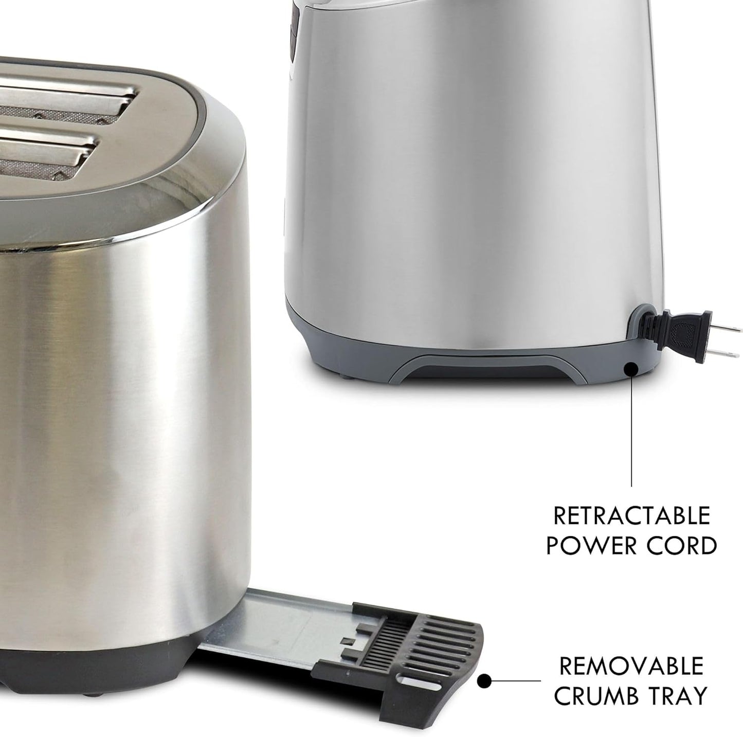 Kenmore Elite toaster 4 slice - long slot countertop kitchen appliance, tostadora de pan, front toast option, easy clean crumb tray, digital control, modern stainless steel design, bread bagel waffels