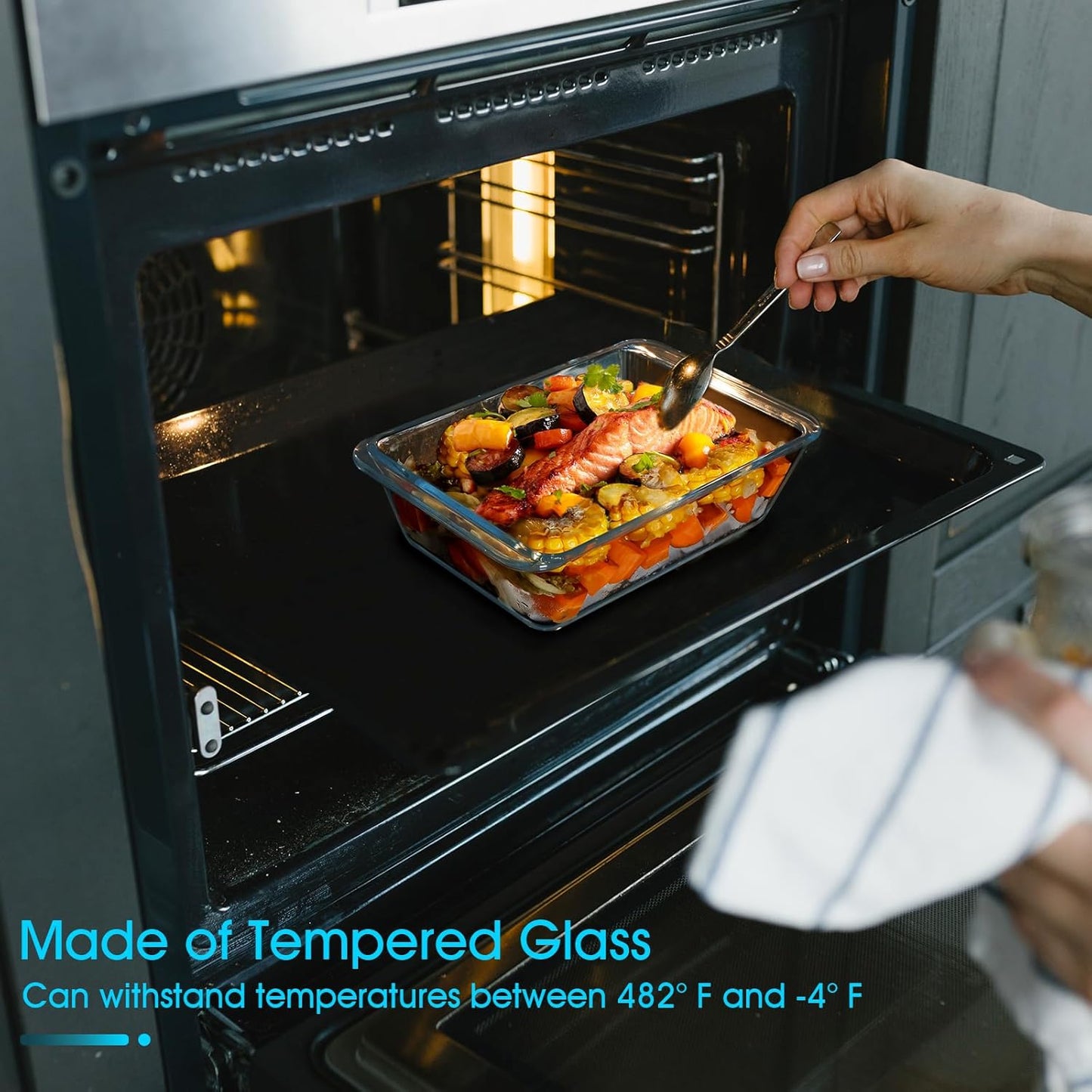 NUTRIUPS 1.4QT Deep Glass Baking Dish,(8×6inches)Small Glass Baking Pan,Rectangular Lasagna Pan,Small Glass Casserole Dish,Microwave & Oven Safe