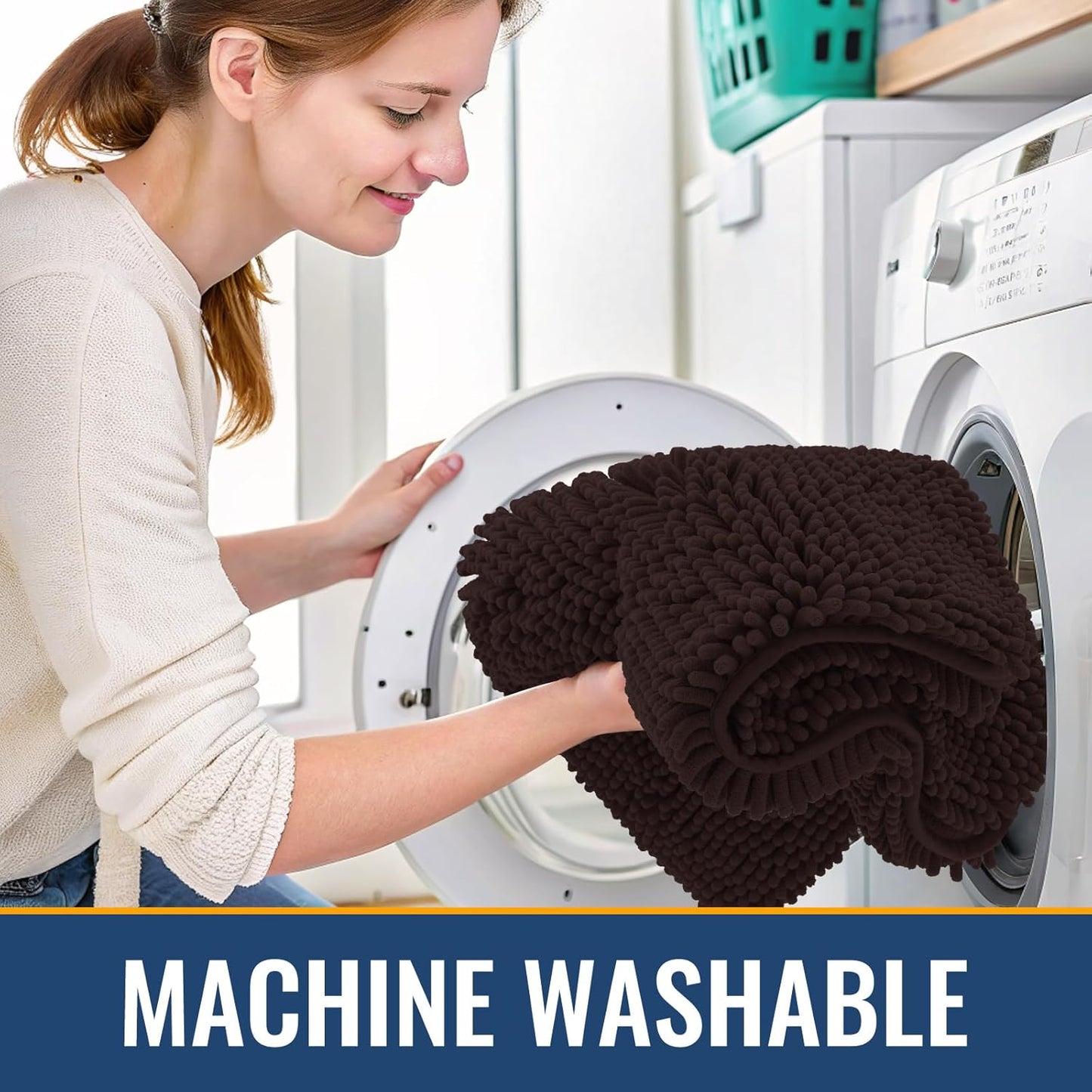 Arotive Bathroom Rugs 47x24, Extra Soft Absorbent Shaggy Chenille Bath Rugs, Machine Washable Rubber Backing Non-Slip Bath Mats for Bathroom Floor Tub and Shower, Home Decor Accessories, Brown