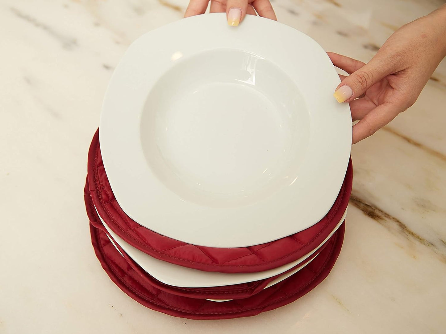 Covermates Keepsakes - Dish Storage - Padded Protection - ID Window - Stain Resistant - Machine Washable - China Storage, Red