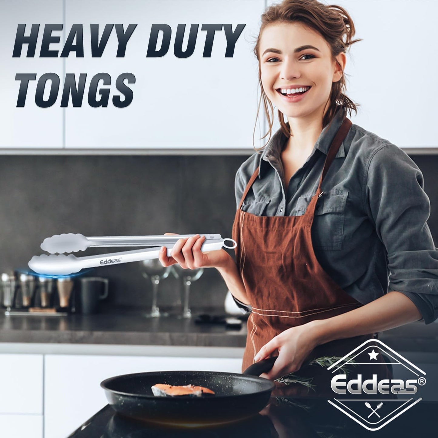 Grill Tongs, 17 Inch Extra Long BBQ Tongs, Heat Resistant 600 Degrees Stainless Steel tongs, Kitchen Metal Locking Tongs for Cooking, Grilling, Outdoor Barbecue