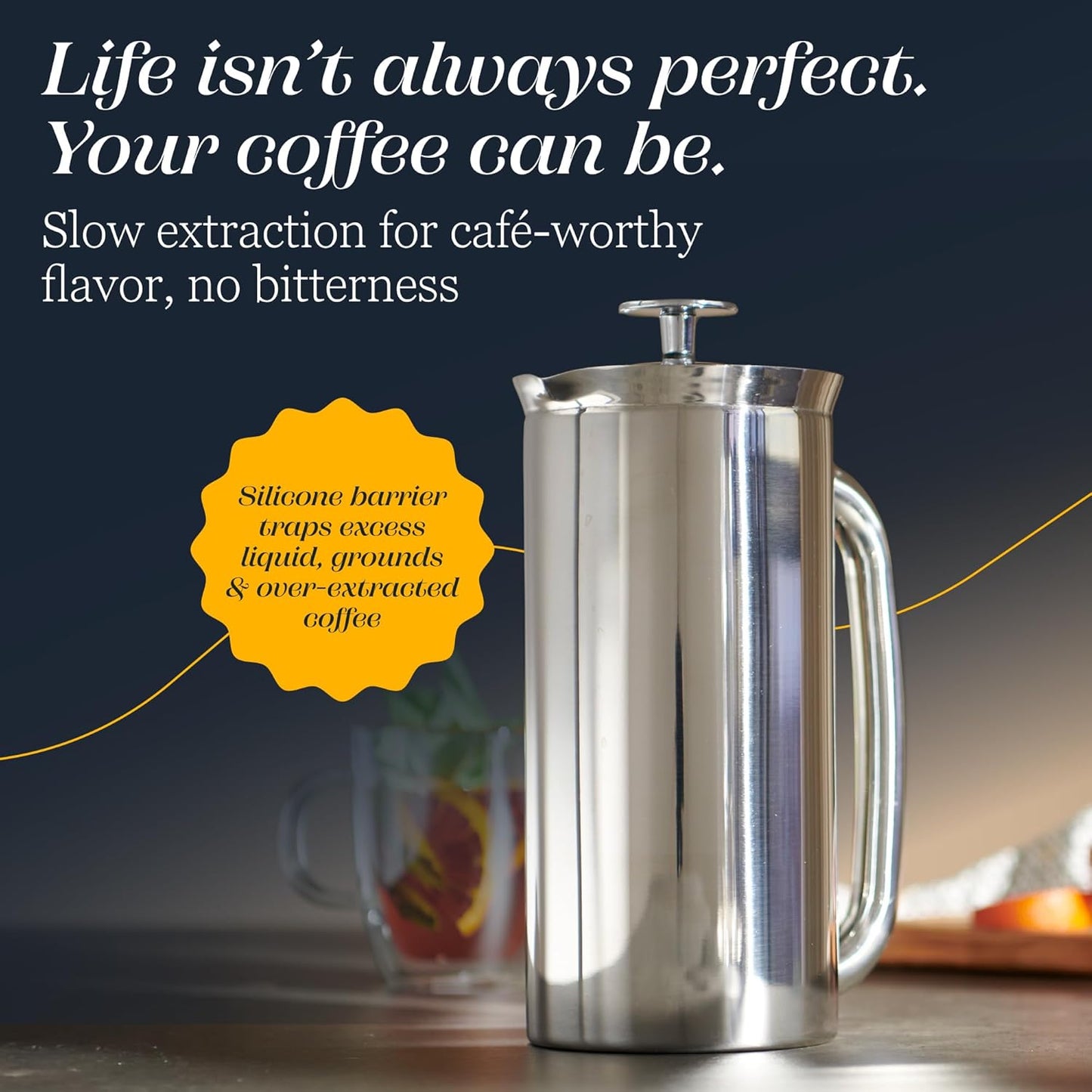 ESPRO P7 French Press Coffee Maker - Double-Walled Stainless Steel Insulated with Micro-Filter, 18 Ounces, Polished Stainless Steel
