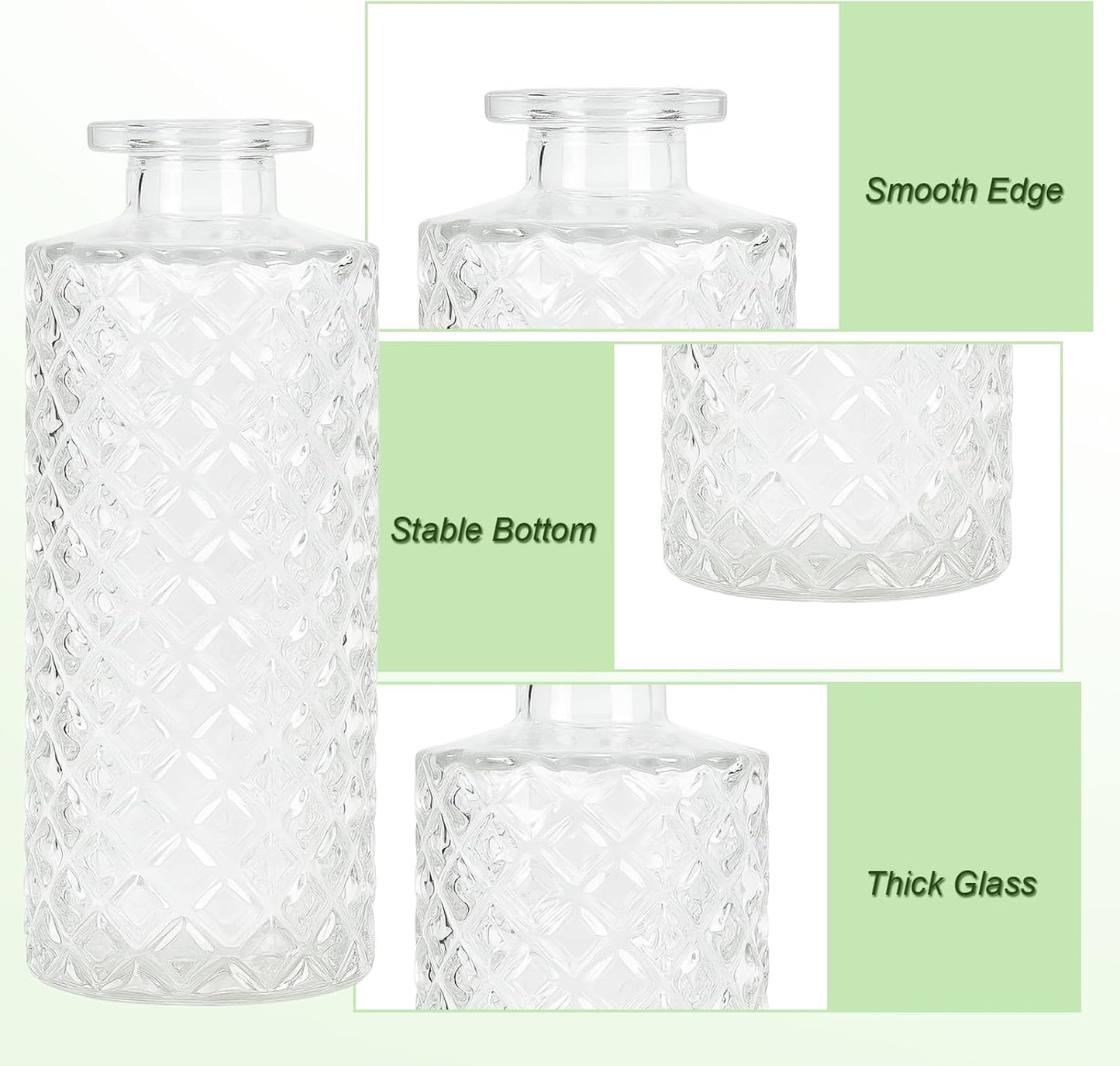 Glass Bud Vase Set of 3 Pcs, Small Clear Bud Vases for Flowers, Vintage Vases for Centerpiece Table Wedding Decorations Home Decor Glass Bottles for Birthday Party Anniversary