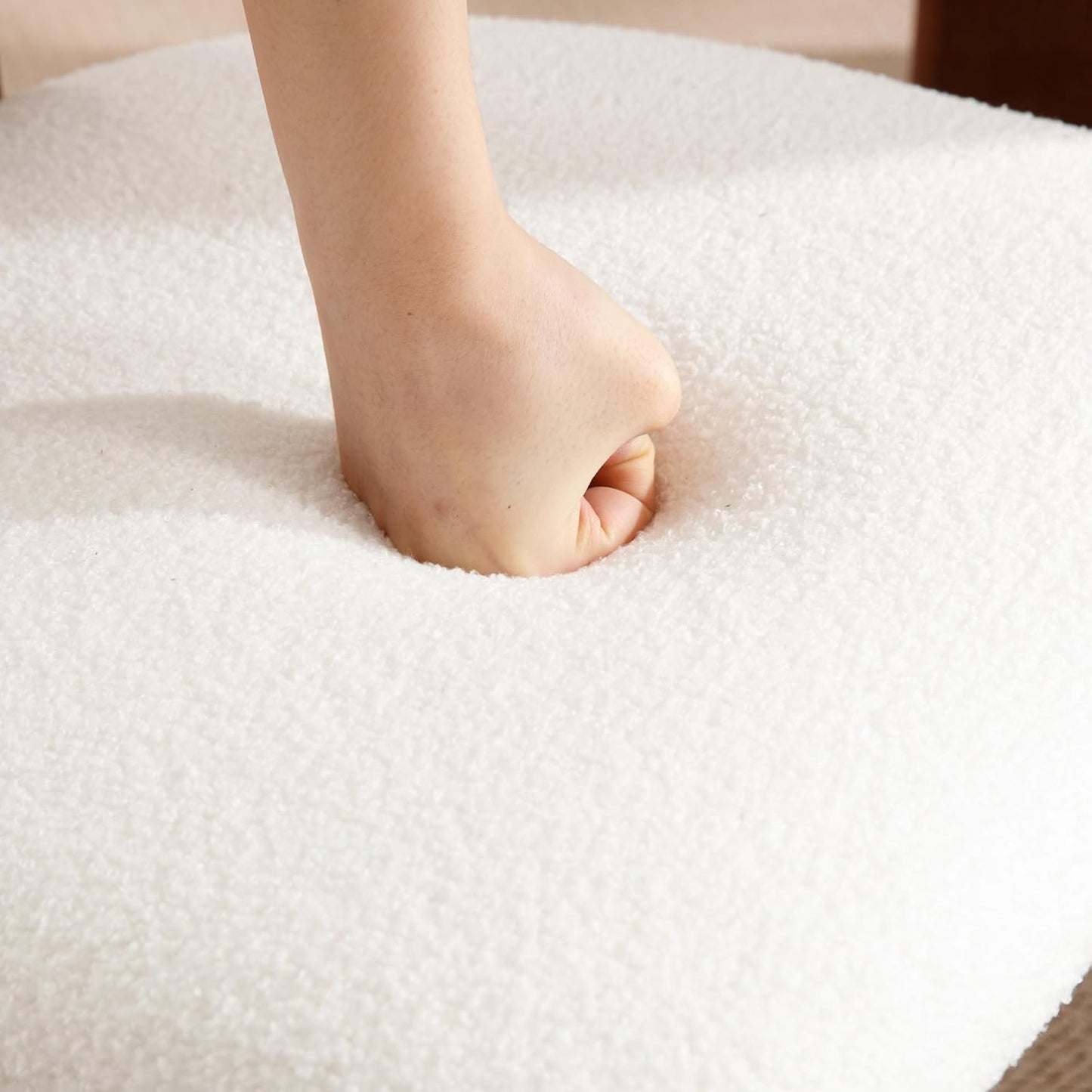 chairus Dining Chairs Set of 4 Faux Fur Dinner Chairs with Solid Wood Kitchen Chairs for Kitchen, Dining Room, Living Room, White