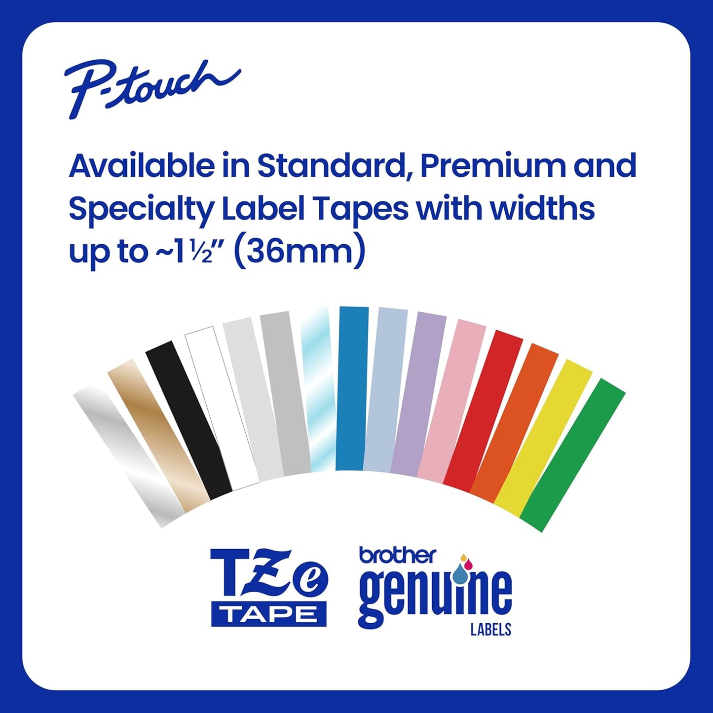 Brother Genuine P-Touch TZe Black Print on White Label Tape (TZeS221), Strong Adhesive Laminated,3/8in x 26.2ft (9mm x 8m), for Select P-Touch Label Makers, Water-Resistant, Extra Strength