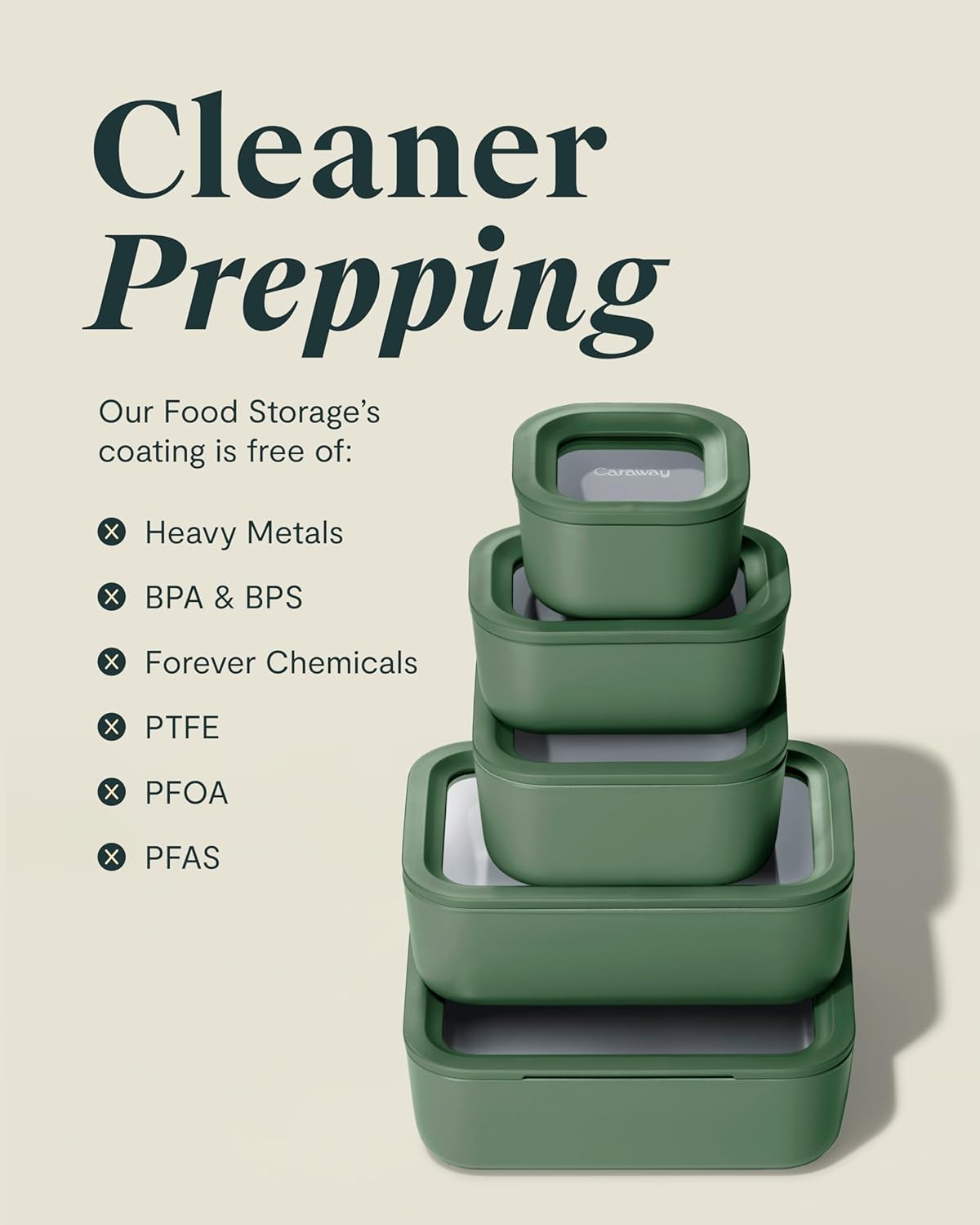 Caraway 25pc Glass Food Storage Set - Glass Storage Containers for Food - Non-Toxic Ceramic-Coated Glass - Air Release Technology - Compact & Stackable Design - Perracotta