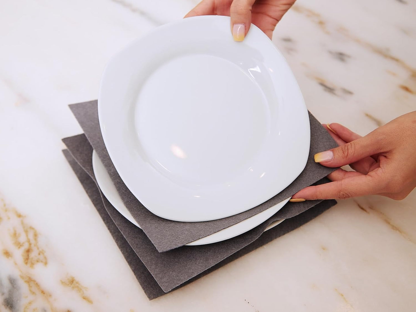 Covermates Keepsakes Dish Storage Box - Stackable, Reinforced Handles, China Storage, Graphite