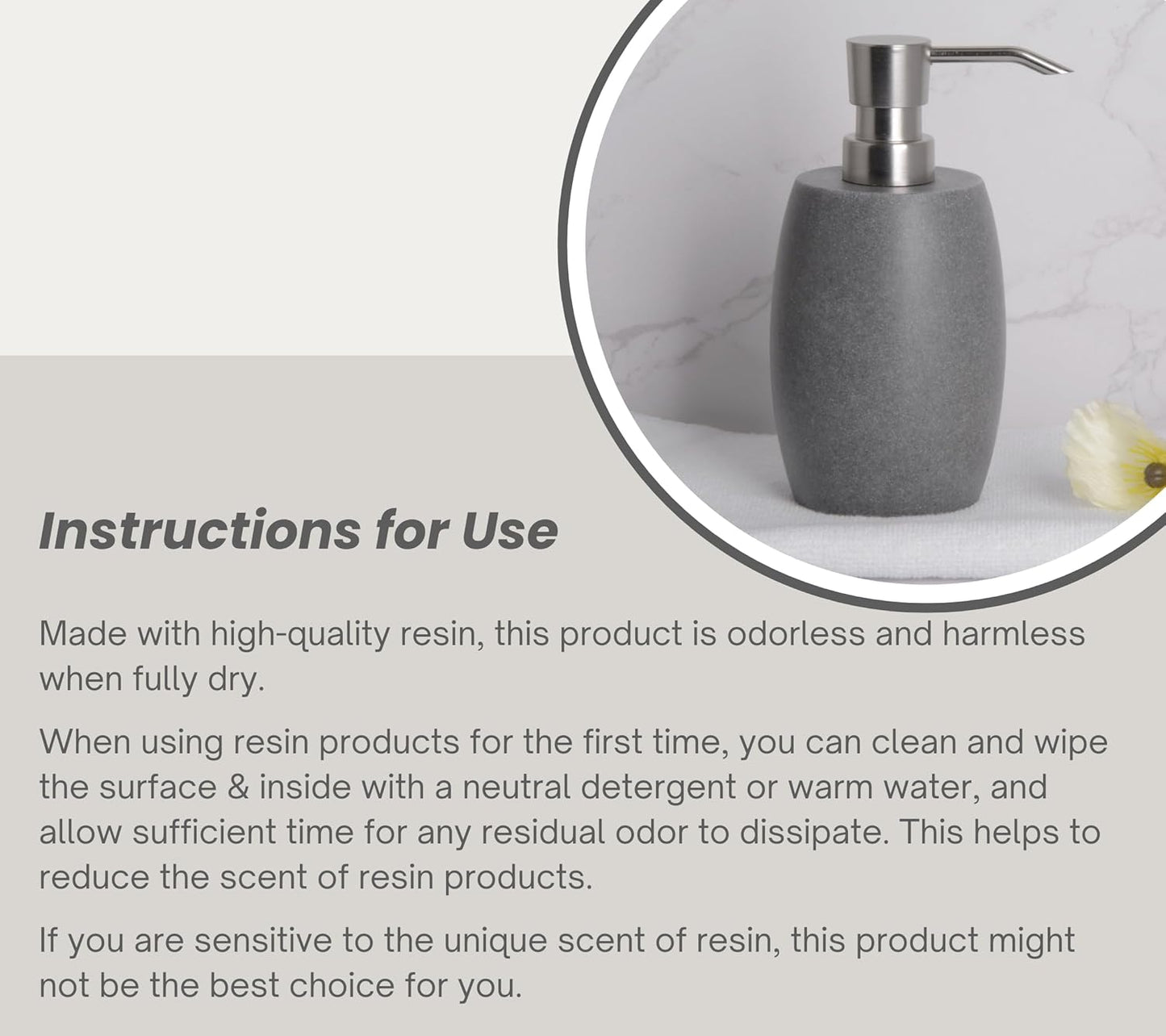 Sandstone Textured Resin Soap Dispenser with Metallic Pump and Waterproof Bottle Labels for Bathroom Kitchen Dish Hand Wash Shower Lotion Shampoo, 12 Oz, 2 Sets Gray