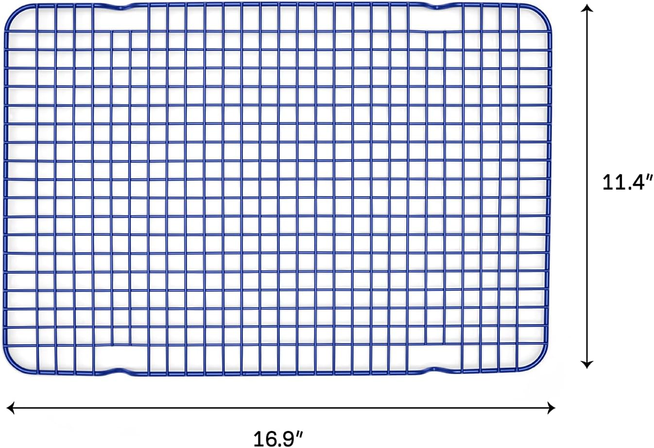 Great Jones Big Chill Wire Cooling Rack (Blueberry) – 16.9" × 11.4" Heavy-Weight Aluminized Steel,Nonstick Baking Rack – Oven Safe 450 °F, Bacon & Cookie Cooling Rack – Fits Half Sheet Pans
