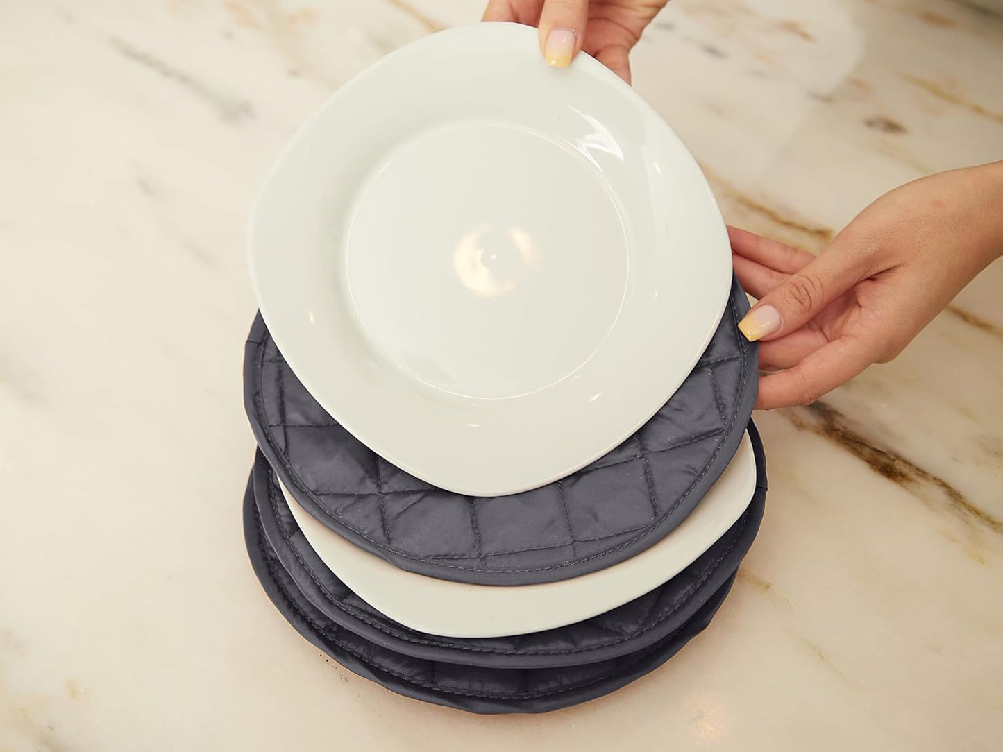 Covermates Keepsakes - Quilted Divider Set - Set of 4 - Scratch & Breakage Protection - Stain Resistant - Machine Washable - China Storage, Slate