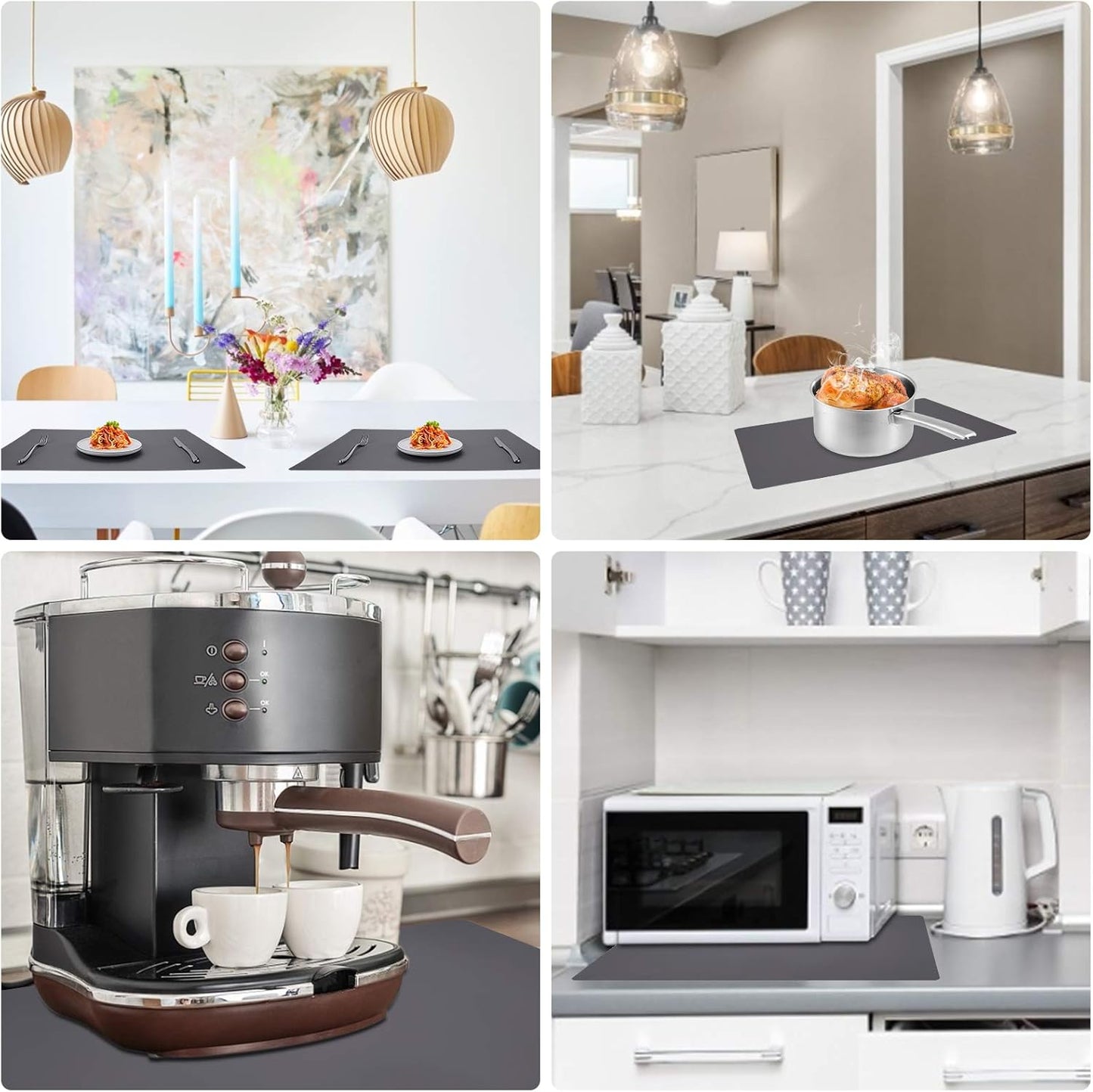 Gartful Extra Large Silicone Mats for Countertop, 28" by 20" Multipurpose Mat, Counter Table Protector, Desk Saver Pad, Placemat Nonstick Nonskid Heat-Resistant Pad, Dark Gray, 2PCS