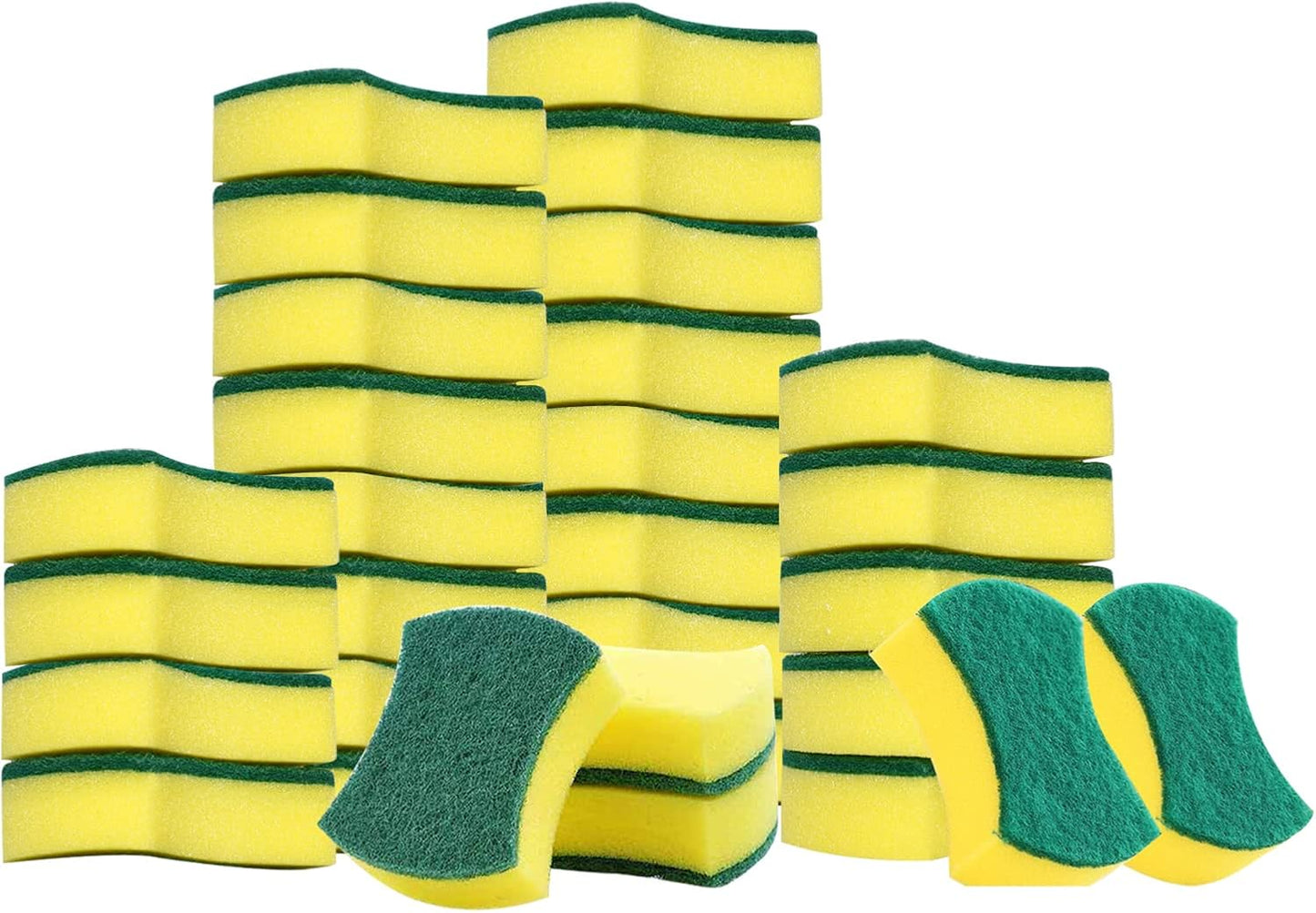 (Pack of 30) Kitchen Sponges Pack,Scrub Daddy sponges,Dish Sponge,Double Face Non-Scratch Scrub Sponge,Super Absorbent Multi-Use Cleaning Sponge,Widely Used in Kitchen, Bathroom, Outdoor