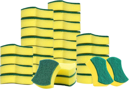 (Pack of 30) Kitchen Sponges Pack,Scrub Daddy sponges,Dish Sponge,Double Face Non-Scratch Scrub Sponge,Super Absorbent Multi-Use Cleaning Sponge,Widely Used in Kitchen, Bathroom, Outdoor