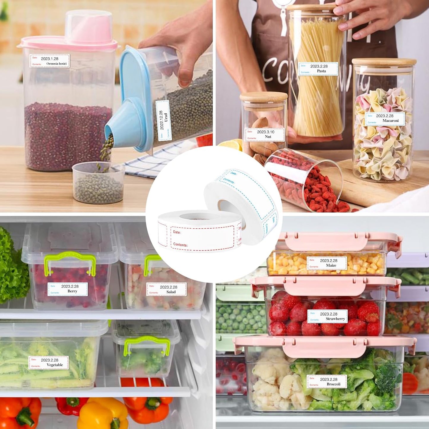 1000Pcs Removable Freezer Labels,1 x 3 Inch Food Labels for Food Containers Food Date Stickers Refrigerator Food Storage Labels Easy Clean No Residue