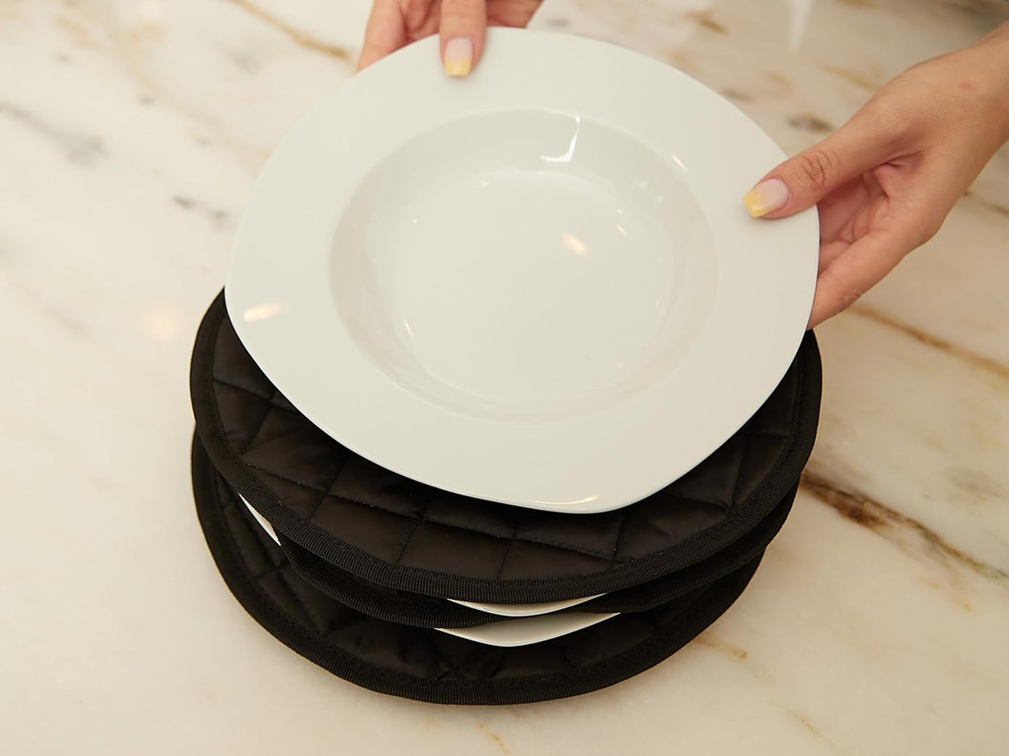 Covermates Keepsakes - Dish Storage - Padded Protection - ID Window - Stain Resistant - Machine Washable - China Storage, Black