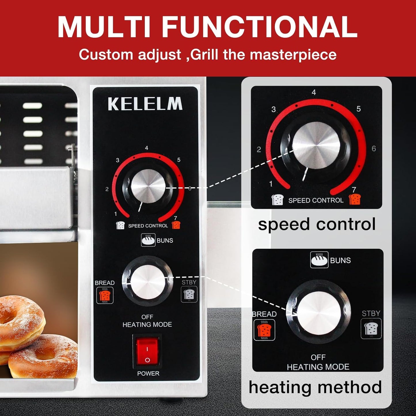 Conveyor Toaster,Commercial Toaster, Heavy Duty Restaurant 300 Slices for Bread Bun Bagel Baked Food,1.9KW