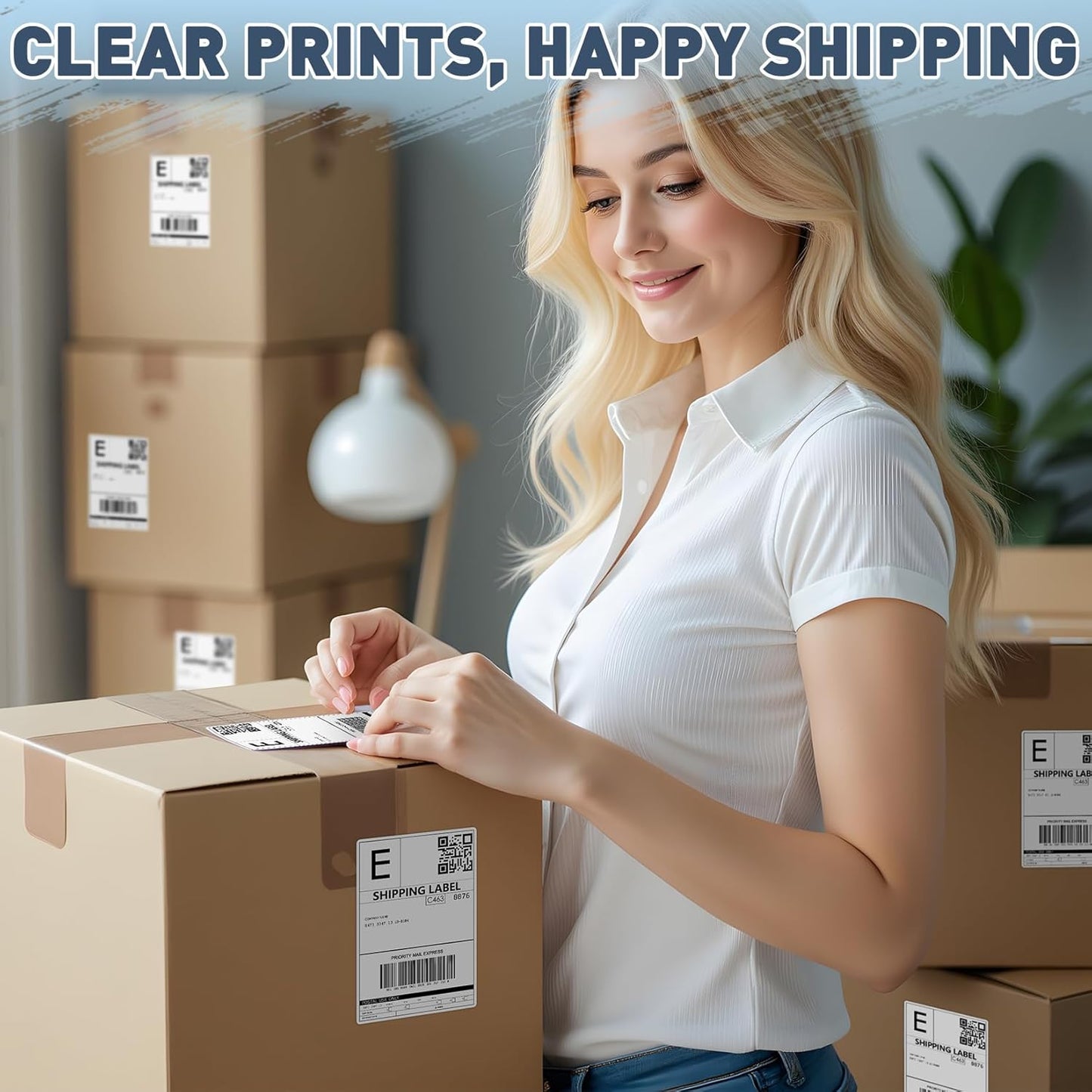 JTIEO 2" x 4" Sticker Labels Direct Thermal Labels 200Pcs Shipping Label, Compatible with Zebra & Rollo Label Printer