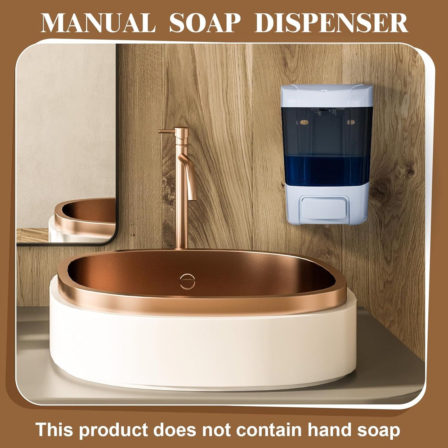 Hushee 4 Pcs Plastic Wall Mounted Soap Dispenser Commercial Manual Soap Containers Wall Dispenser for Kitchen Shower Hotel Liquid Shampoo Gel Chamber(27 oz 800 ml,Brown)