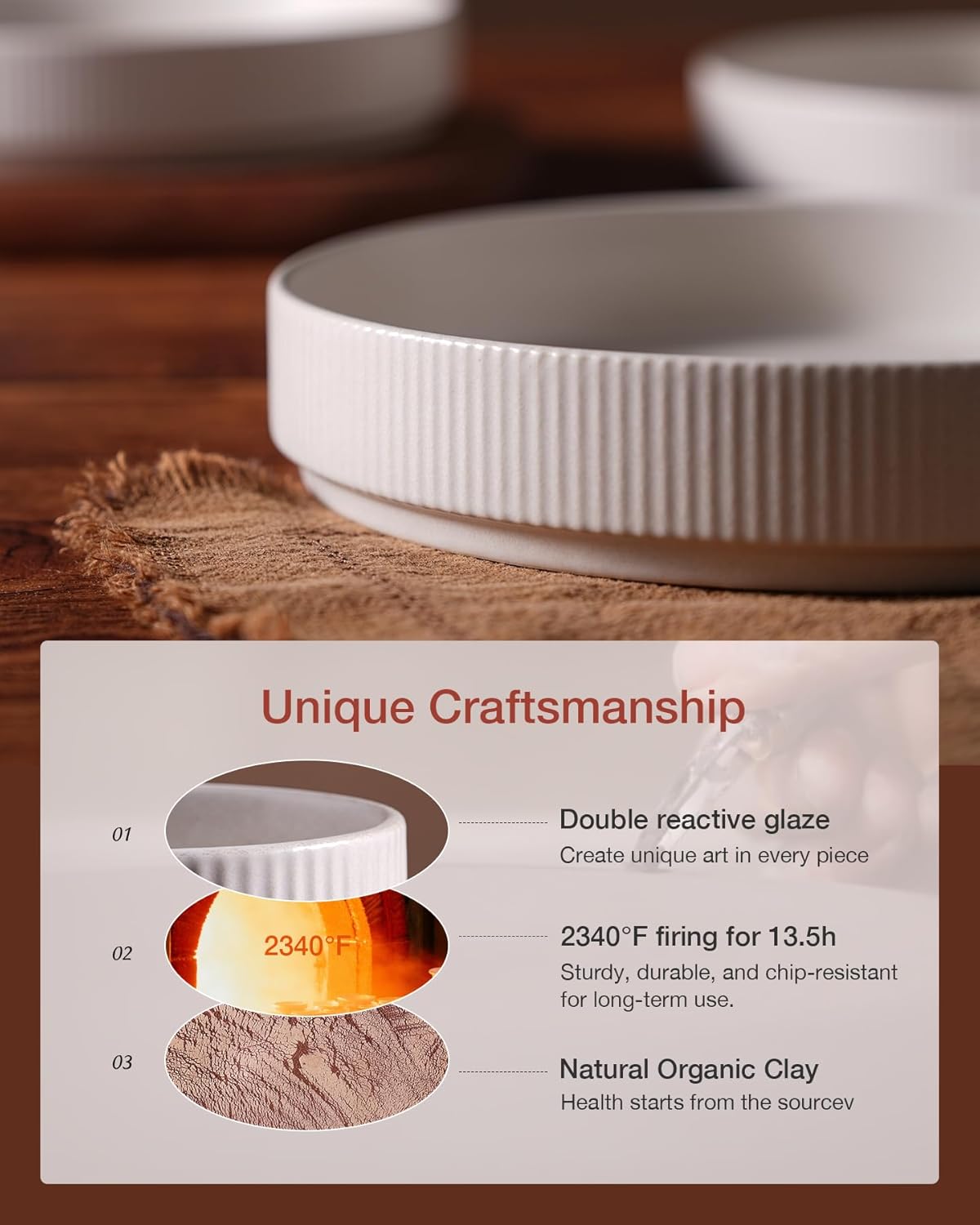 famiware Star 8.25" Pasta Bowls, Large Dinner Bowls Set of 6, Salad Bowl Plates, Shallow Bowls for Eating, Matte White (Full Glaze)