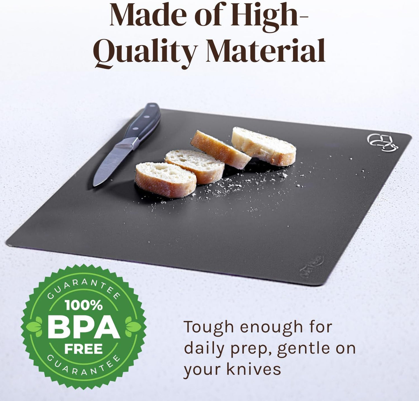 Extra Thick Flexible Plastic Cutting Board Mats with Food Icons & EZ-Grip Waffle Back, (Set of 6) Dishwasher Safe