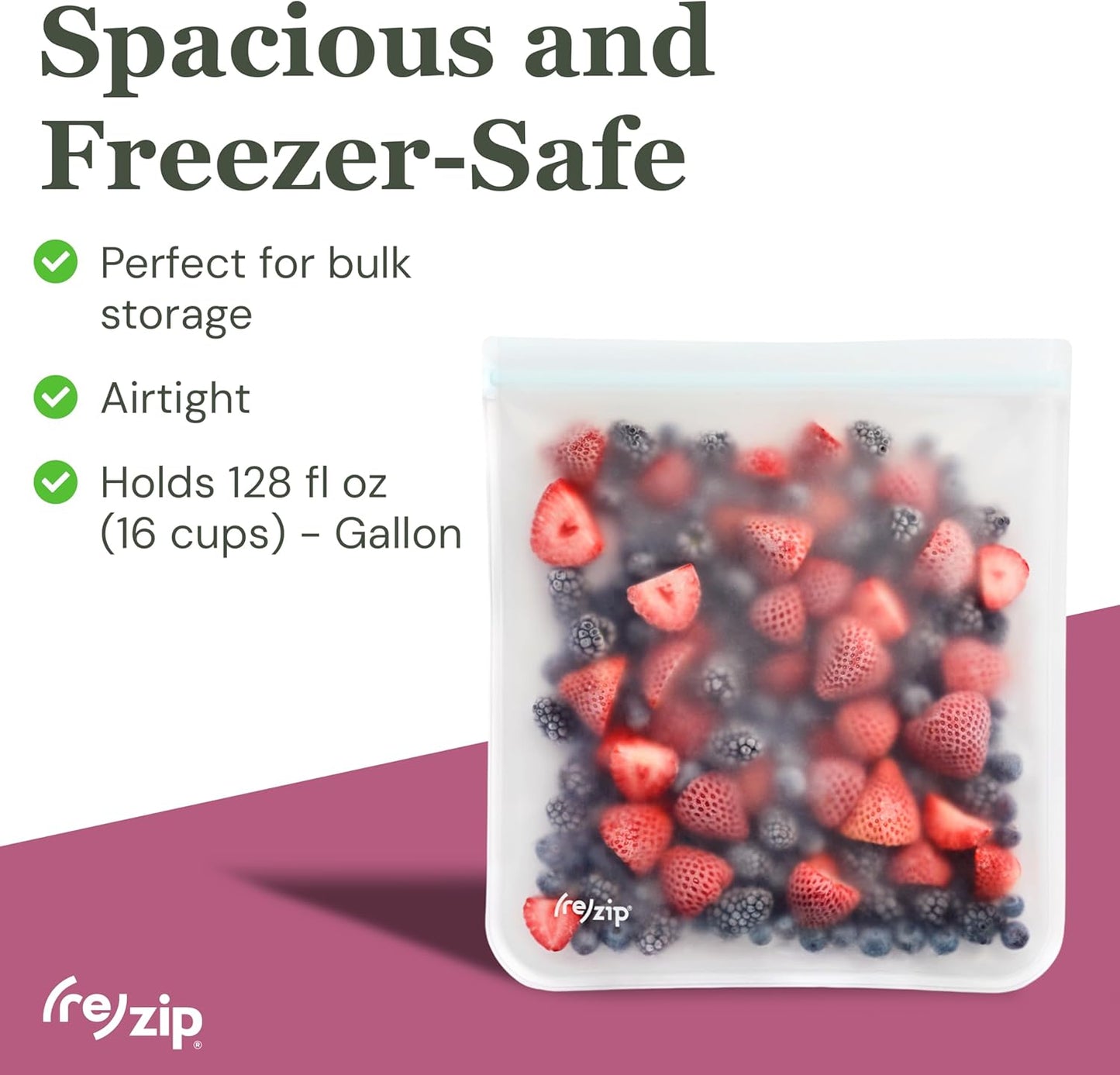 (re) zip Gallon Reusable Bags | BPA-Free, Food Grade, Leakproof, Freezer and Dishwasher Safe | Holds 16 Cups / 128 Fl Oz | 8-Pack (Clear)