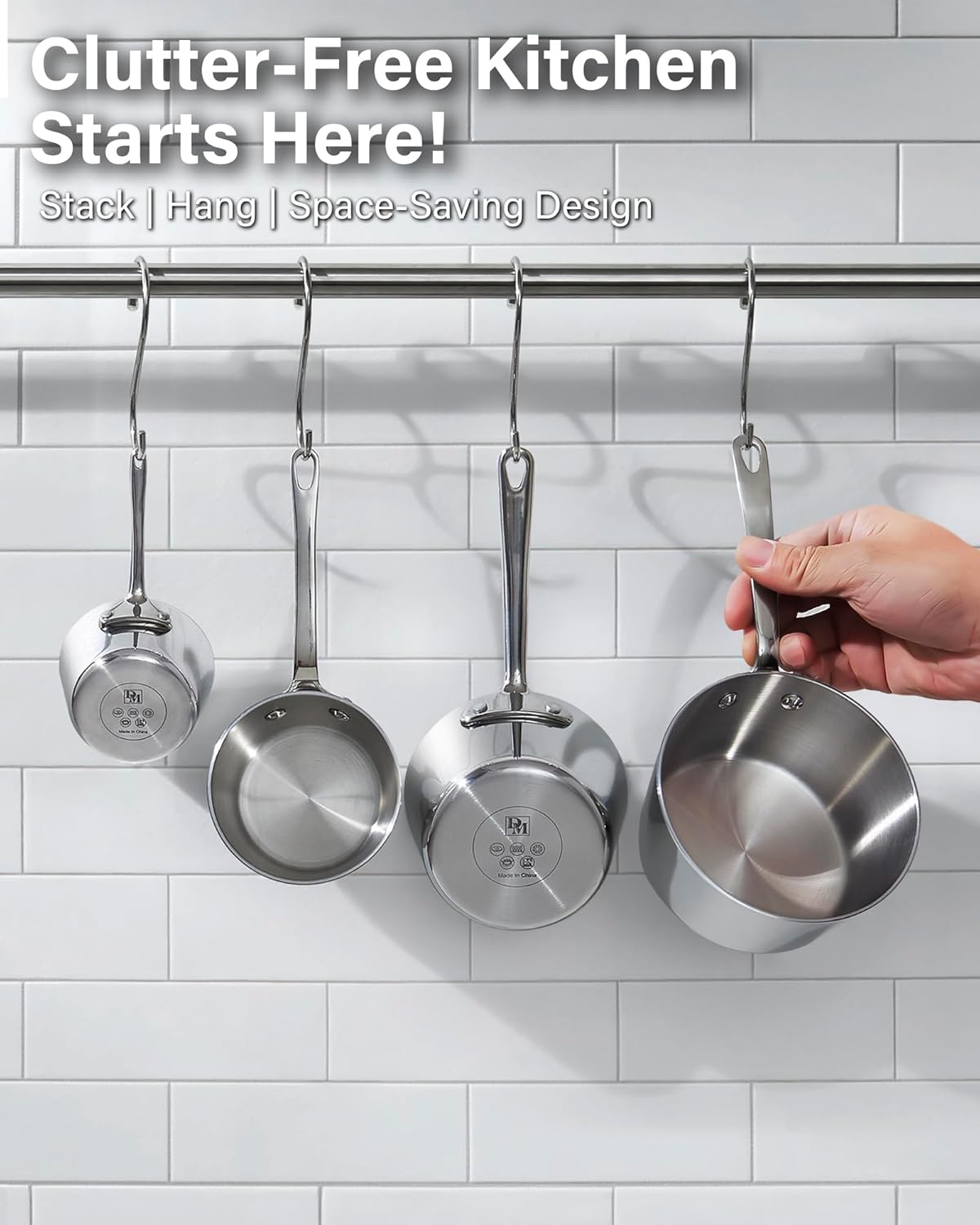 D&M Butter Warmer 0.39 Quart, Multi-Ply Clad Stainless Steel Milk Frother and Chocolate Melting Pot, Small Saucepan for Induction Stovetop, Coffee, Butter, Syrup