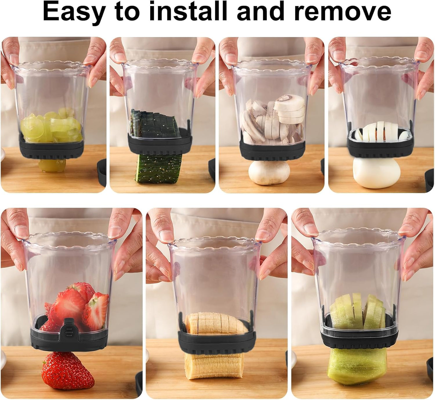 Fruit Slicer Cup: Strawberry Slicer, Strawberries Cutter Cup, Speed Cutter for Banana Grape Egg Kitchen Portable Slicing Tool(Black)