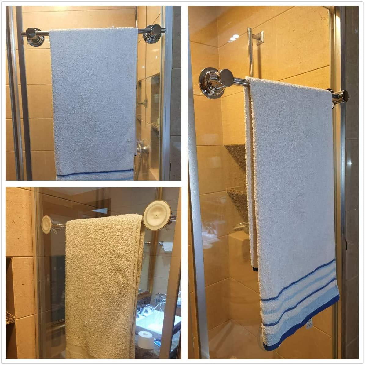 JiePai Suction Cup Towel Bar 24 Inch Oil Rubbed Bronze,Removable Modern Vacuum Suction Towel Holder for Bathroom Door Adhesive Towel Bar Suction Towel Rack Holde