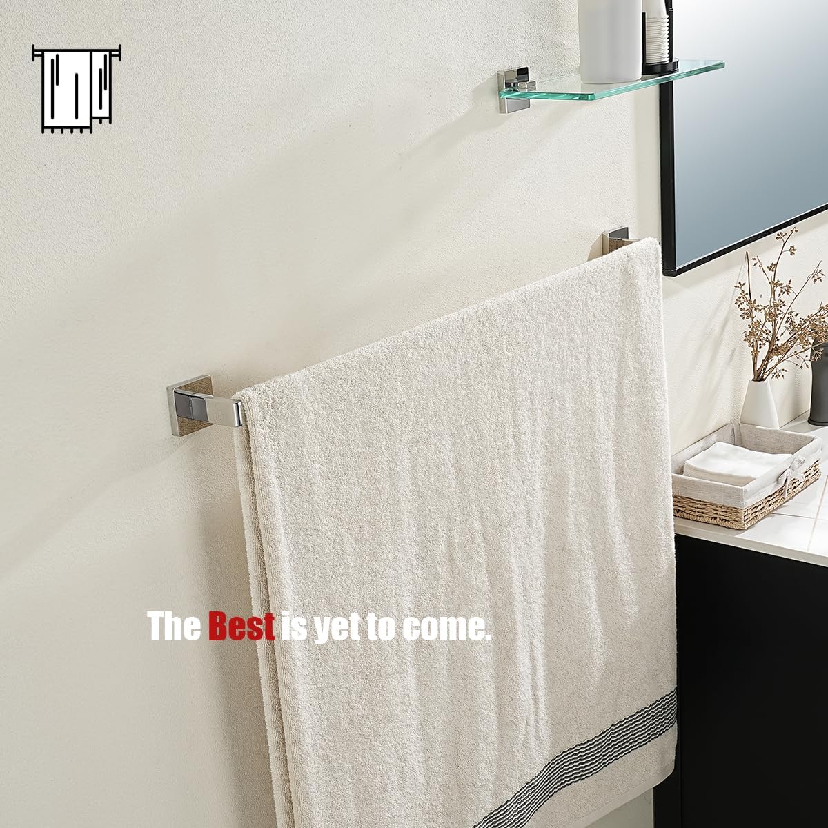 JQK Polished Towel Bar, Rounded Edges 32.41 Inch Towel Rack, 304 Stainless Steel Bathroom Wall Mount, Useable Length 30 Inch, TB250L30-CH