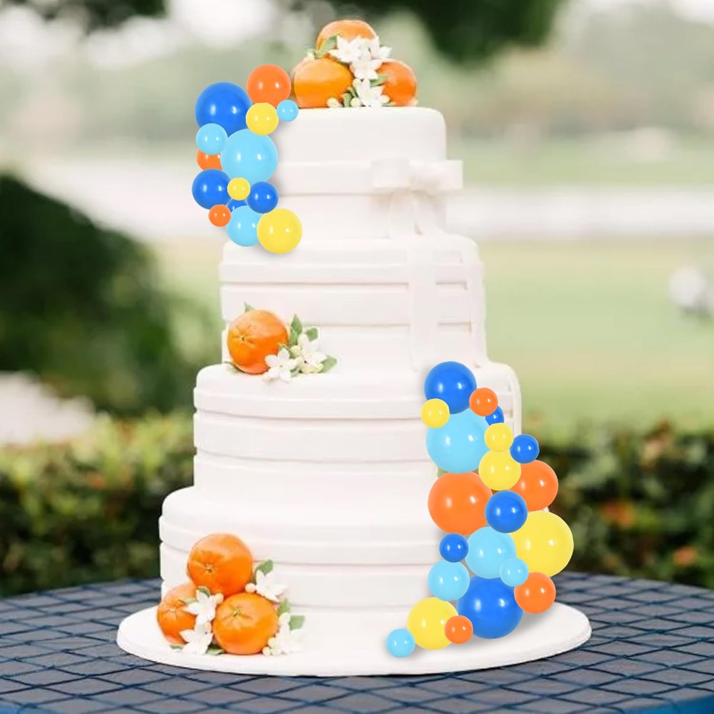 BEISHIDA 40 Pcs Foam Ball Cake Toppers with Sticks Mini Cake Decorations for Birthdays, Weddings, Baby Showers, DIY Baking Supplies, Anniversary Party (Blue,Orange,Yellow)